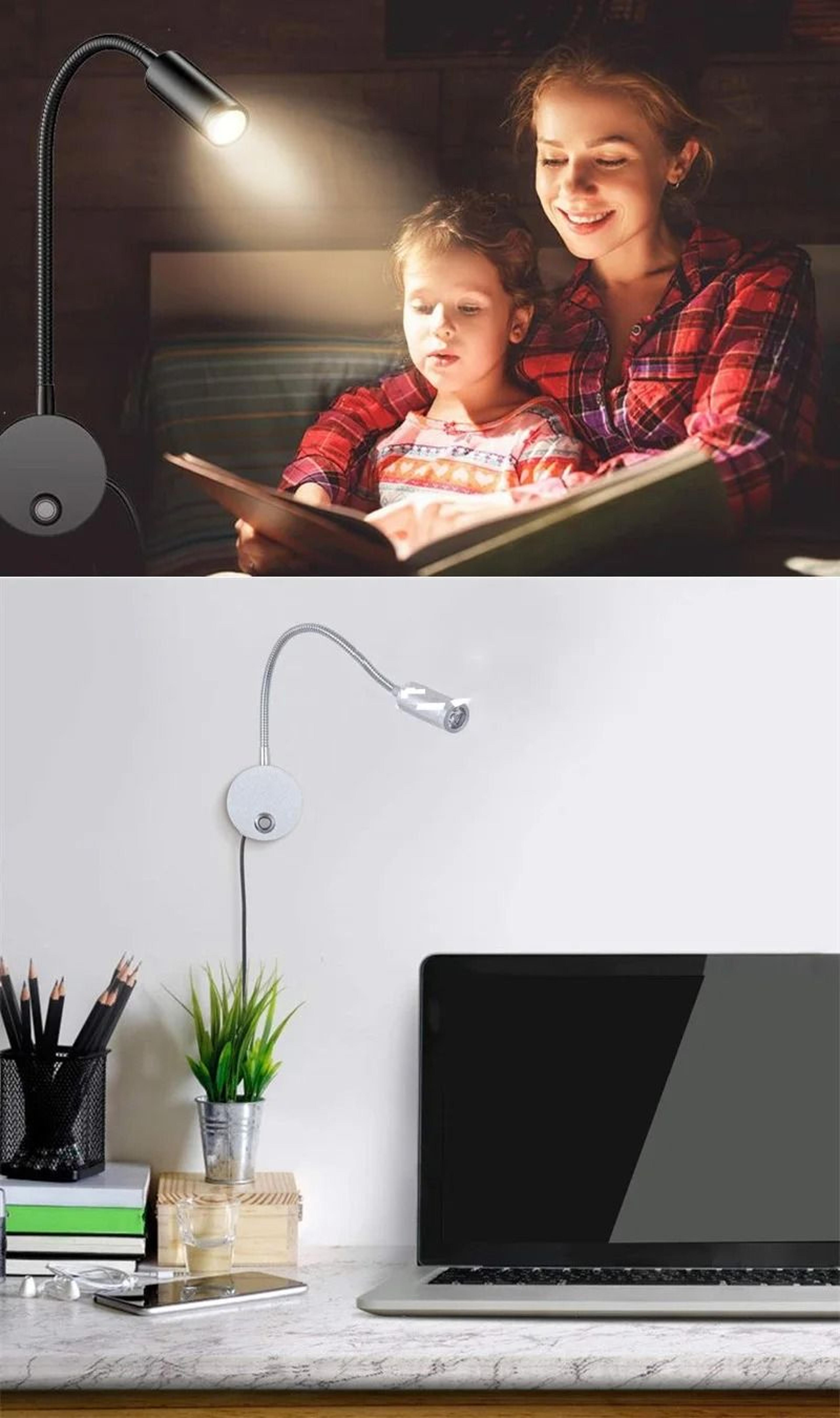 3W Dimmable USB Bedside Reading Wall Lamp With Flexible Arm 8