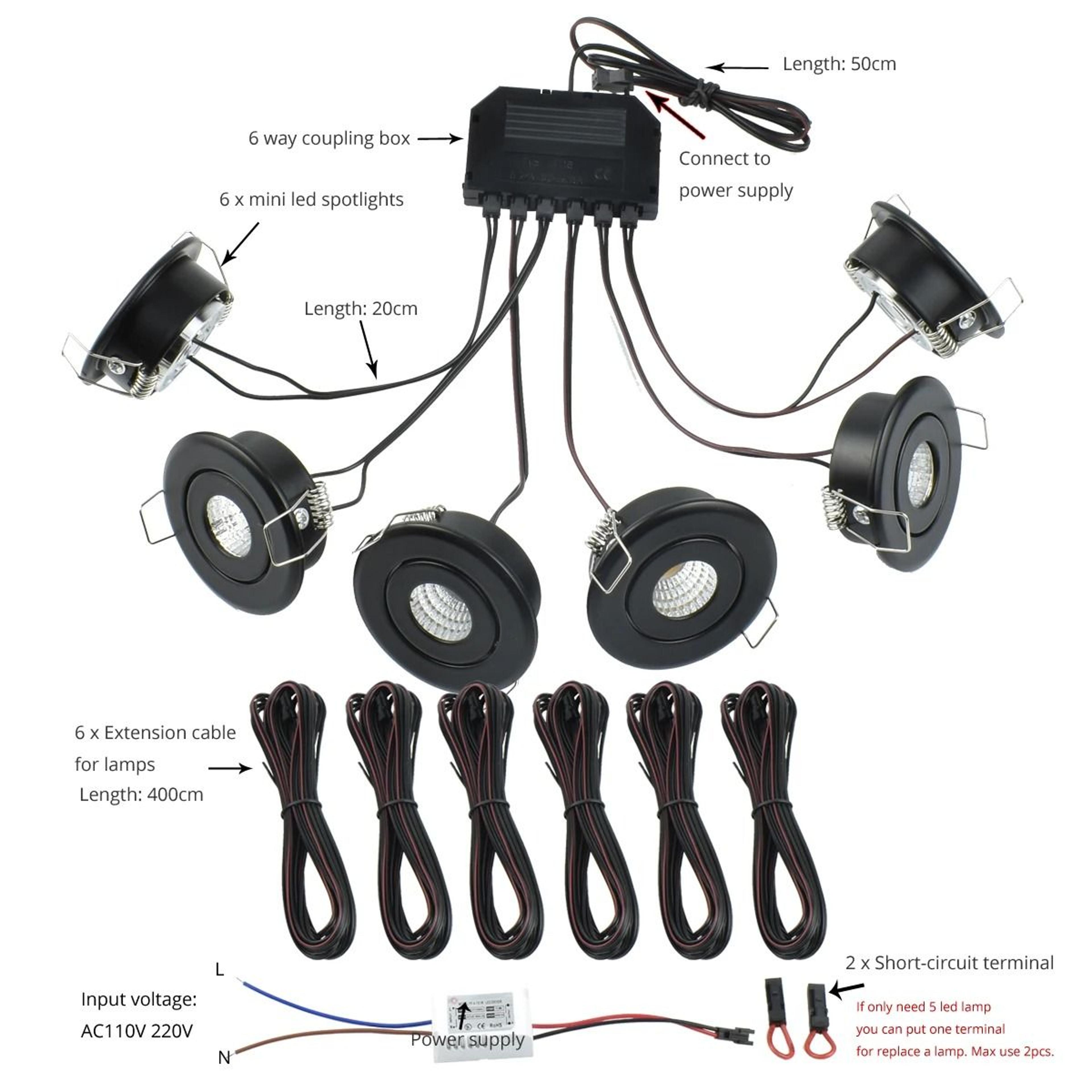 6 Pack 3W COB LED Recessed Spotlights With Remote Dimmer 1