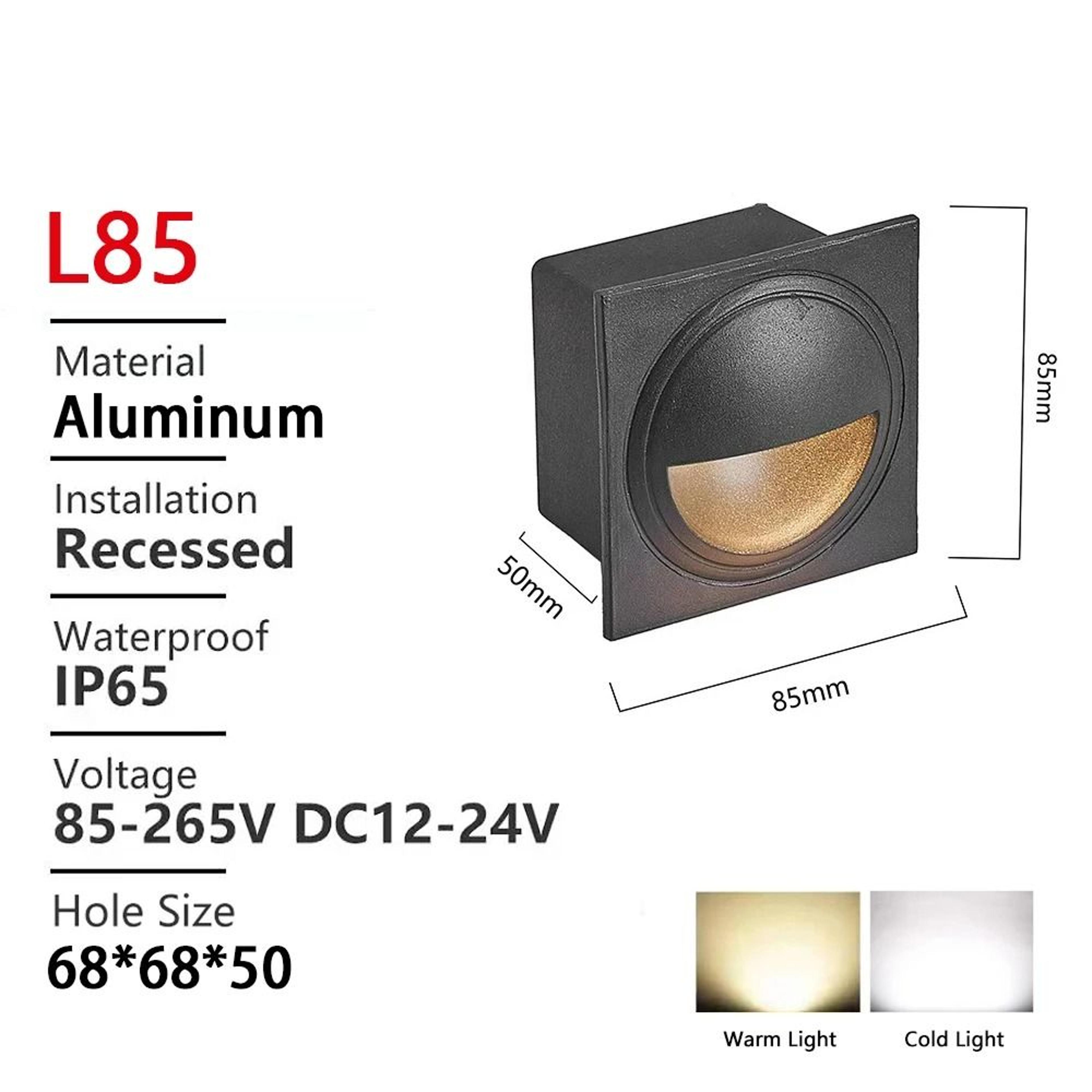 Waterproof Square Recessed Outdoor LED Wall Light For Balcony And Yard 1