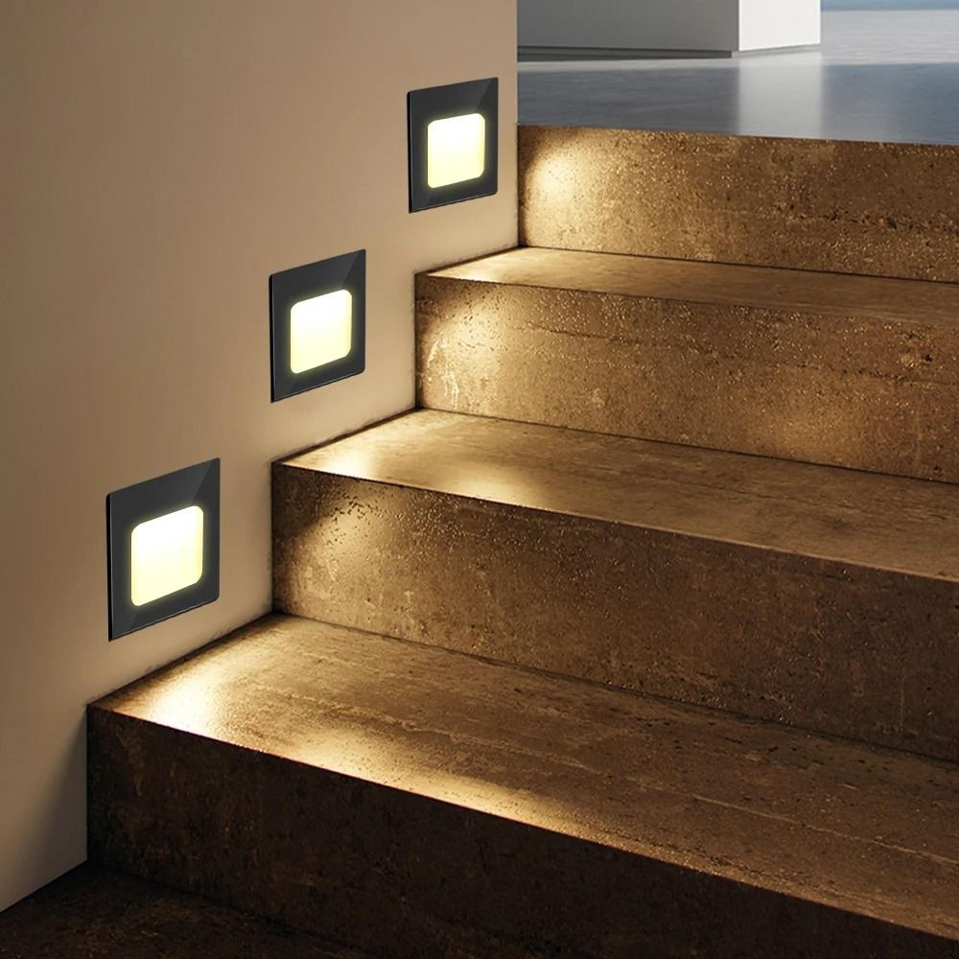 mini 1w recessed led stair step light in black or white