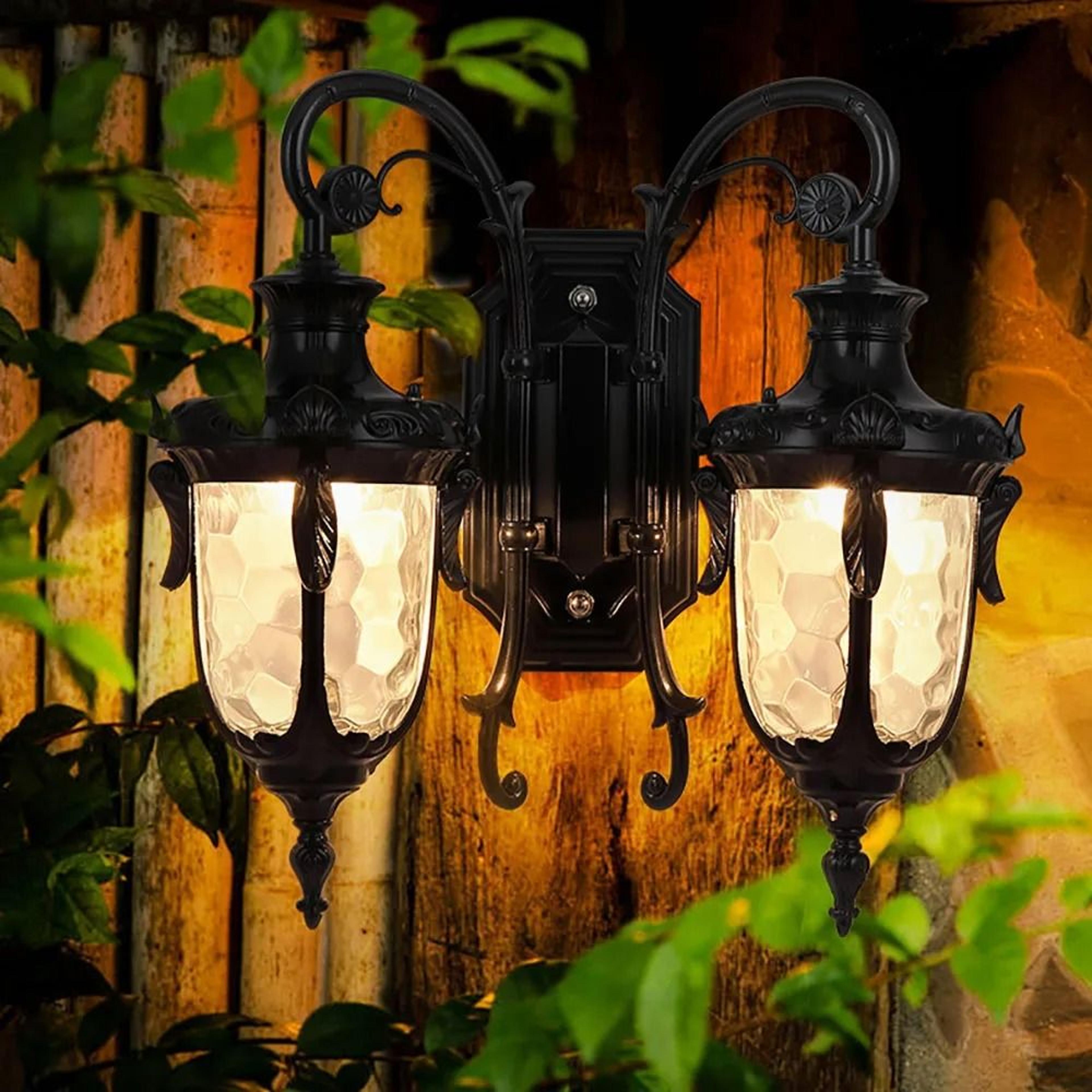 Vintage Bronze Glass Outdoor Wall Sconce With E27 Socket 6