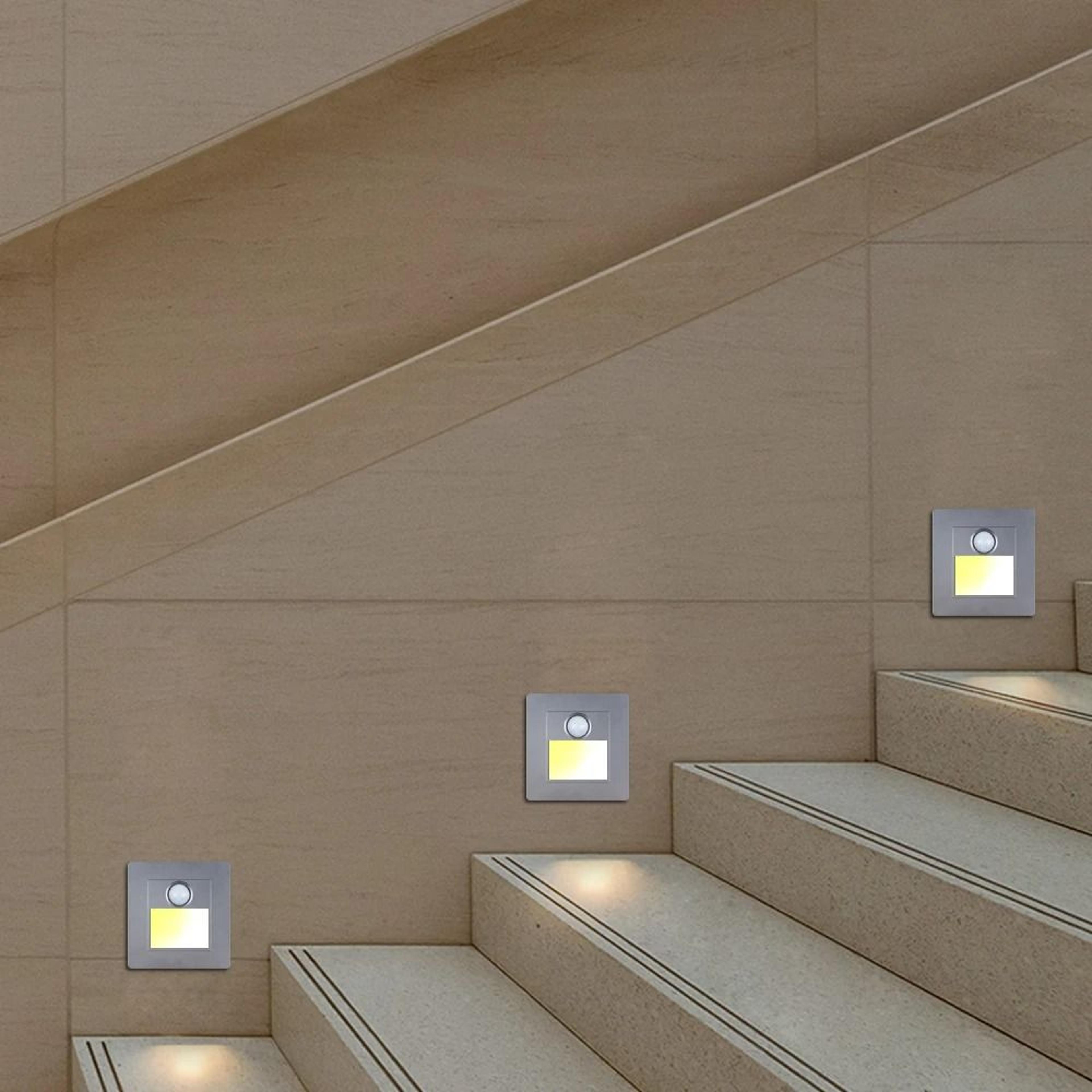 PIR Motion Sensor LED Stair Step Wall Light With BuiltIn Backlight 18