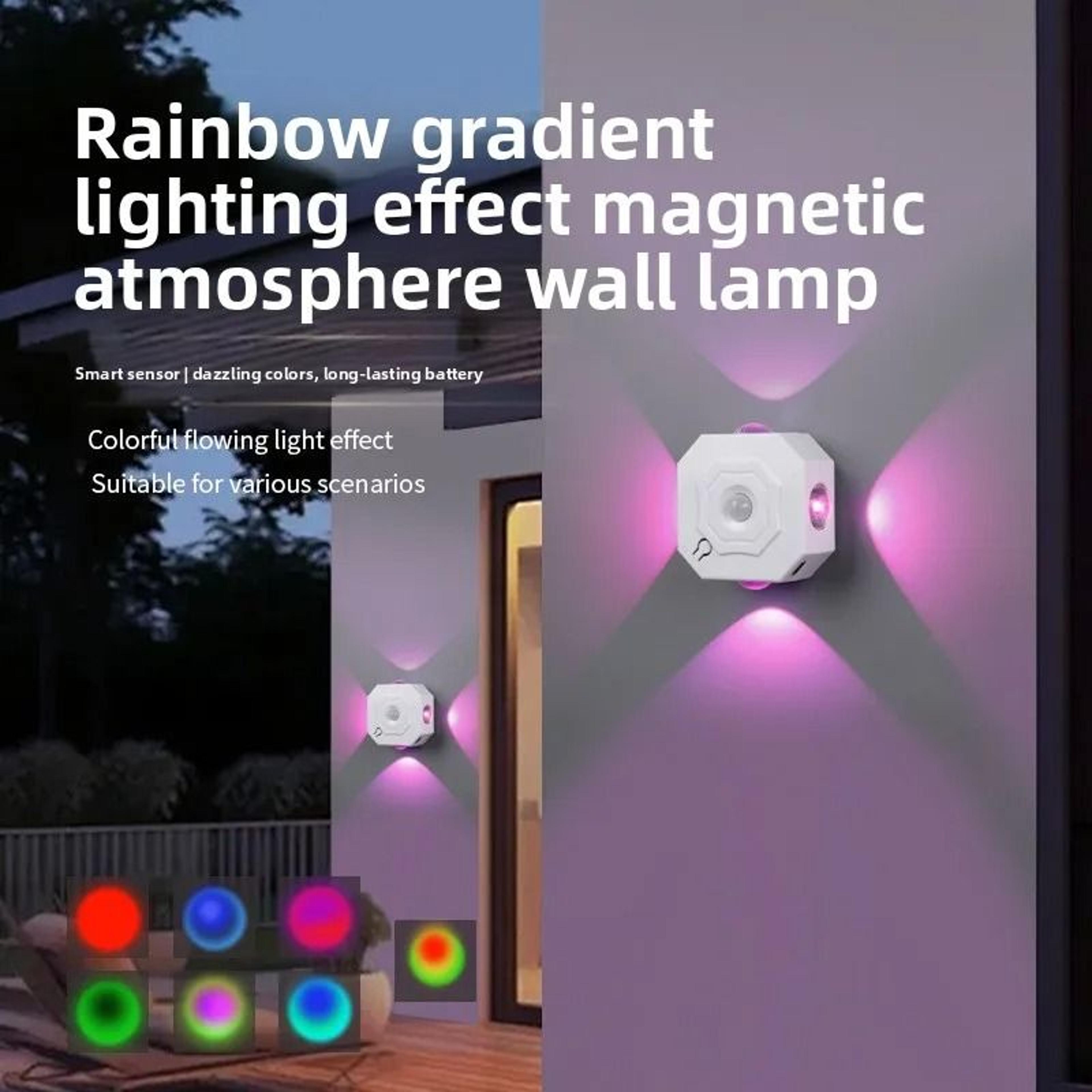 Rechargeable RGB LED Motion Sensor Magnetic Wall Spotlight Night Light 6