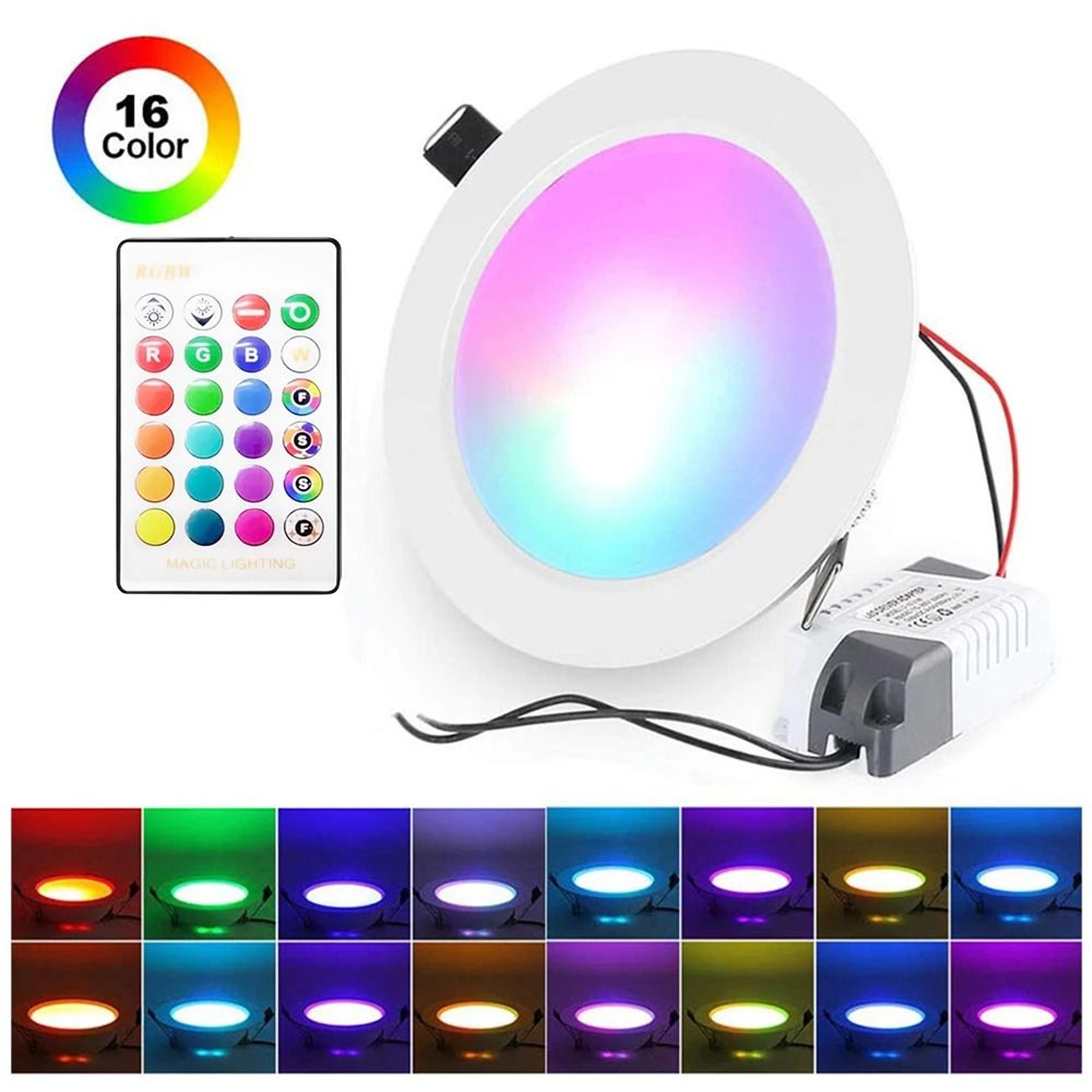 12W Dimmable RGBW LED Recessed Ceiling Downlight With Remote Control 0