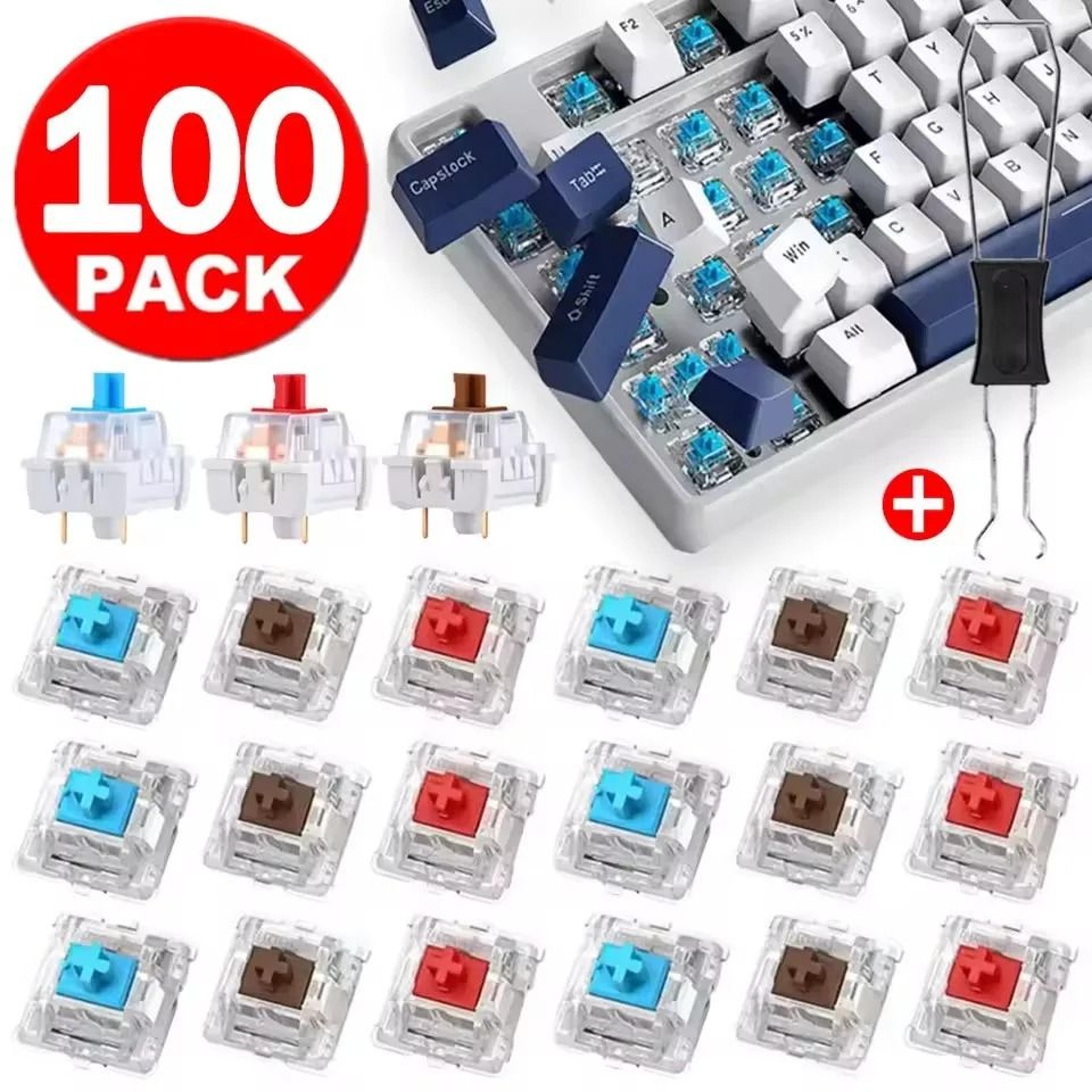 3-pin hot-swappable mechanical keyboard switches blue red brown 20-100pcs