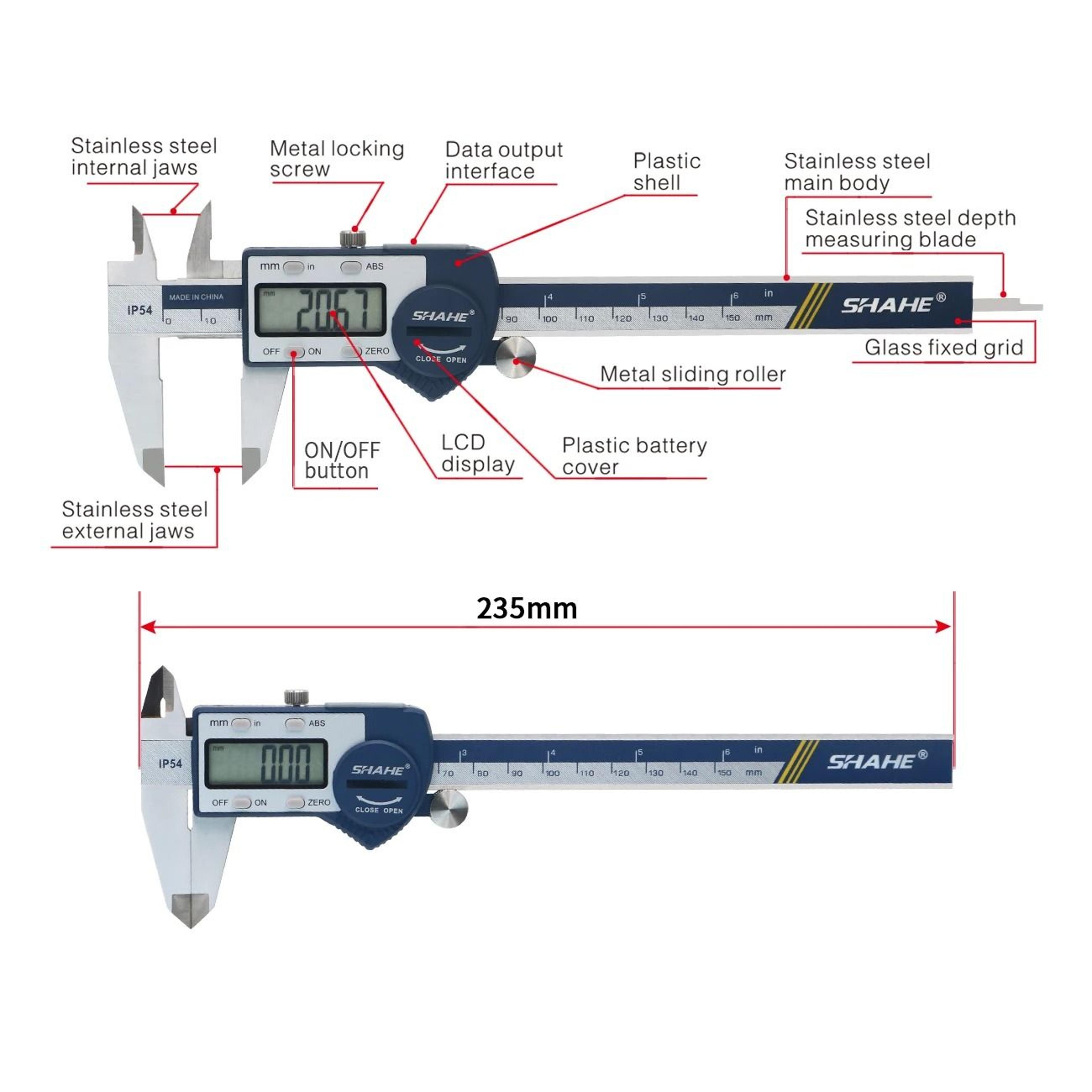 ip54 stainless steel electronic caliper with precision lcd display