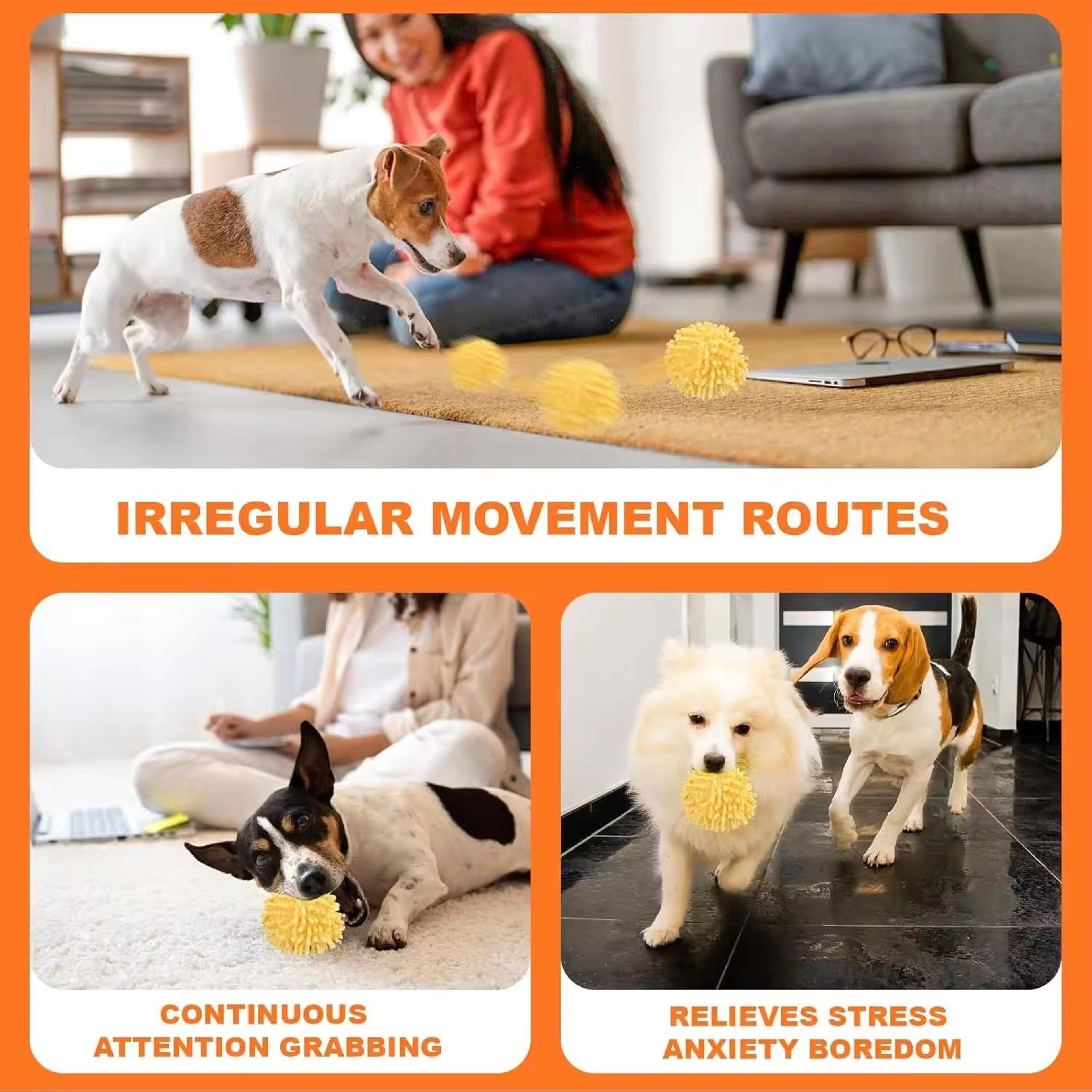 Self Rolling Dog Ball With Plush Cover Motion Activated Interactive Toy 4