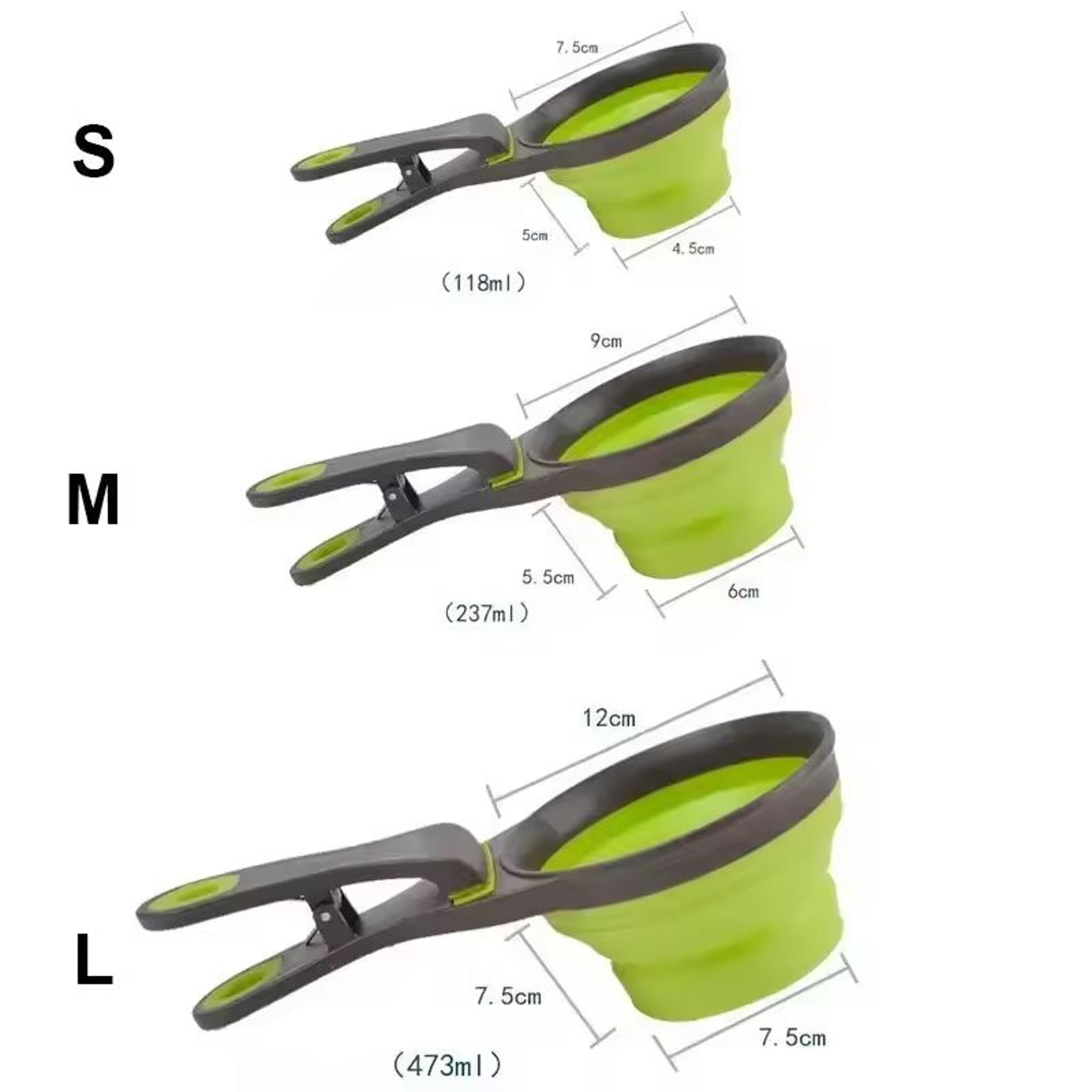 Collapsible Pet Food Scoop With Clip Dog Food Measuring Cup  Travel Water Spoon 3
