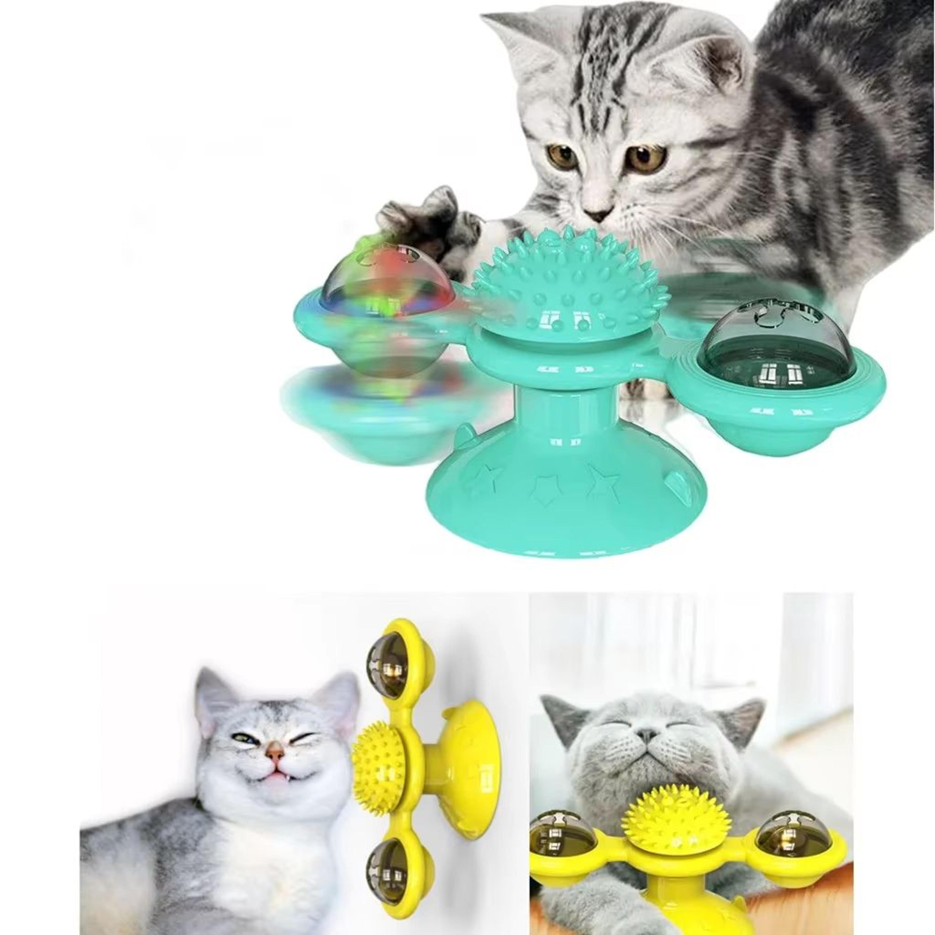 Windmill Interactive Cat Toy With Suction Cup Catnip Ball Toy  ToothCleaning Brush 3