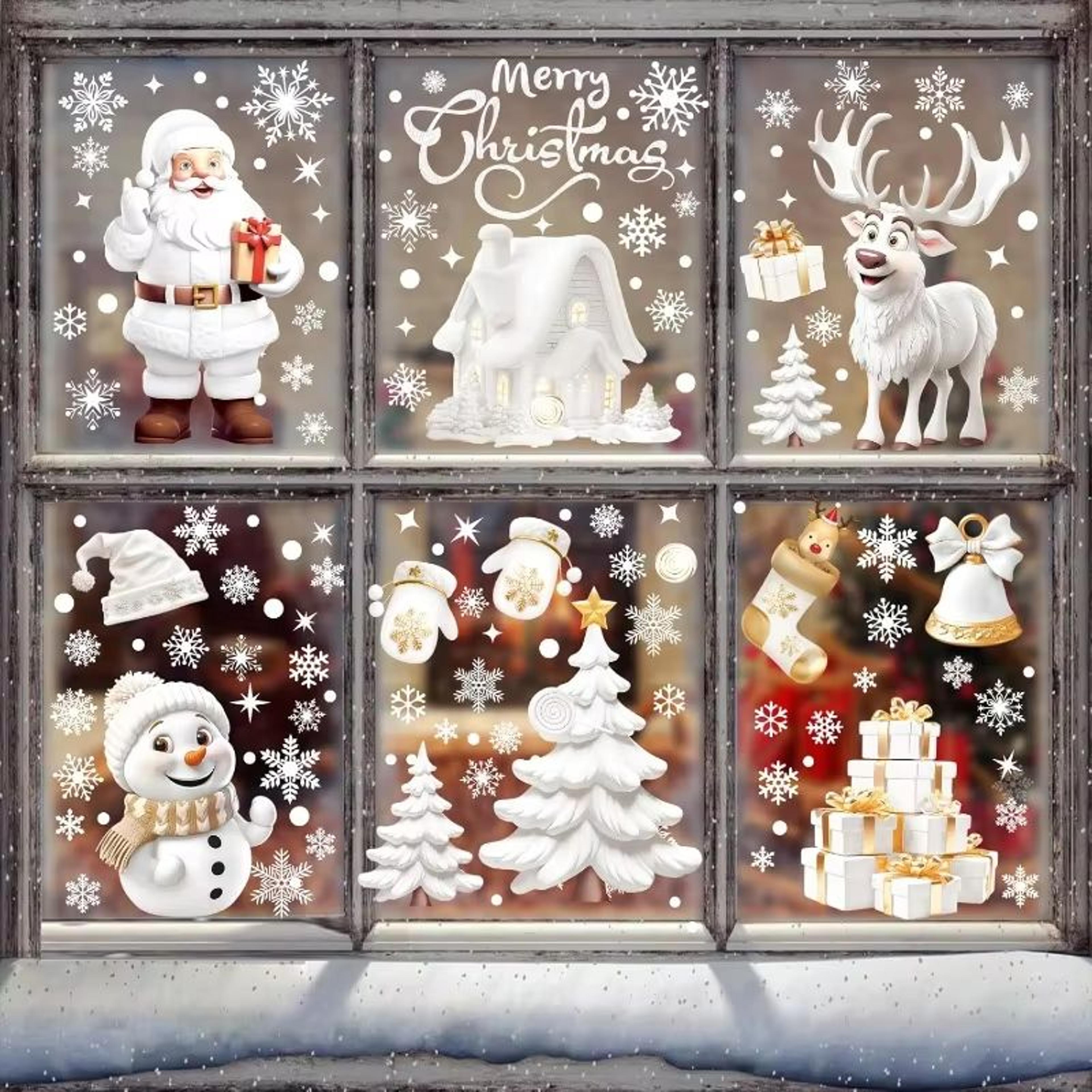 Reusable Christmas Window Clings Snowman  Tree White Static Decals For Glass Doors 0