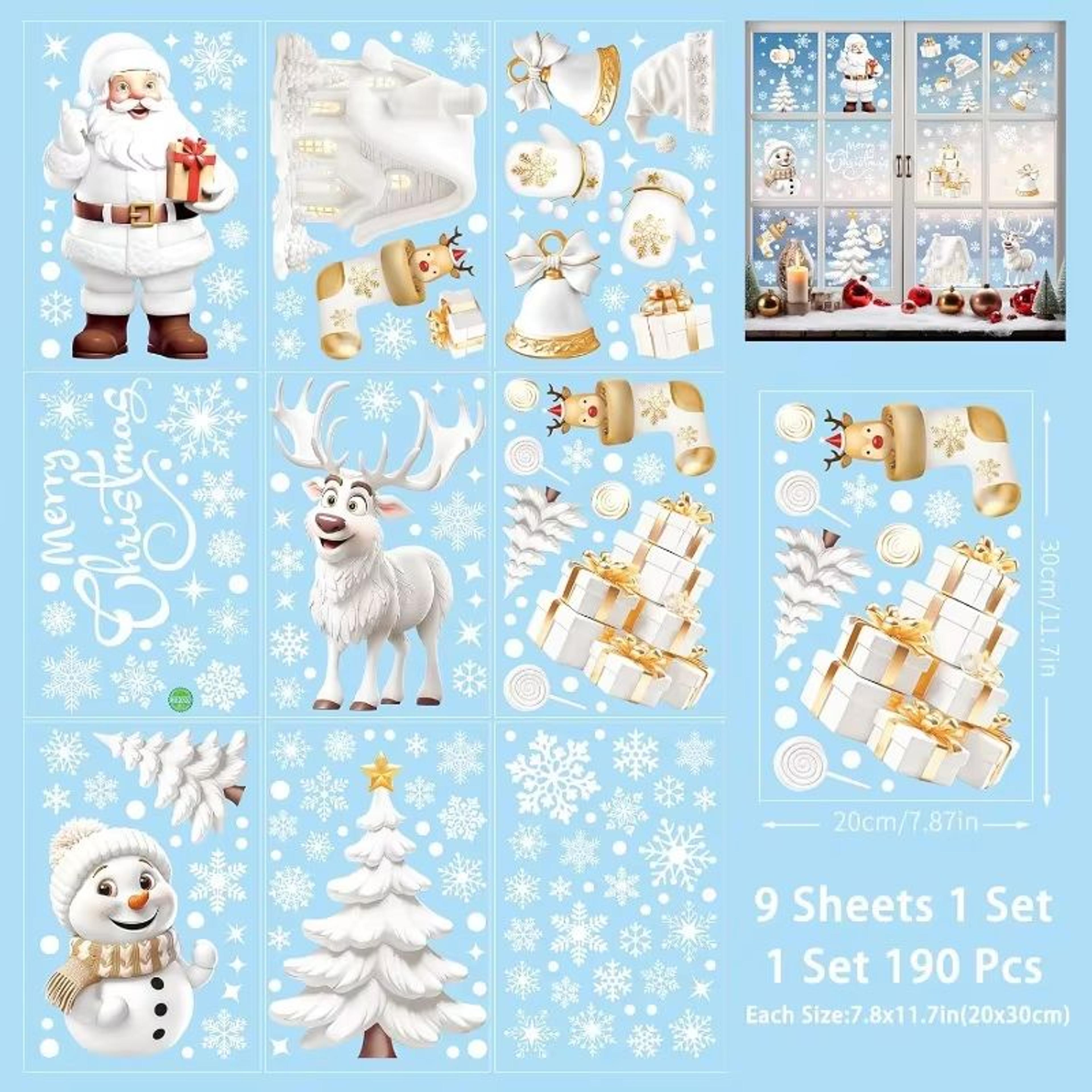 Reusable Christmas Window Clings Snowman  Tree White Static Decals For Glass Doors 9