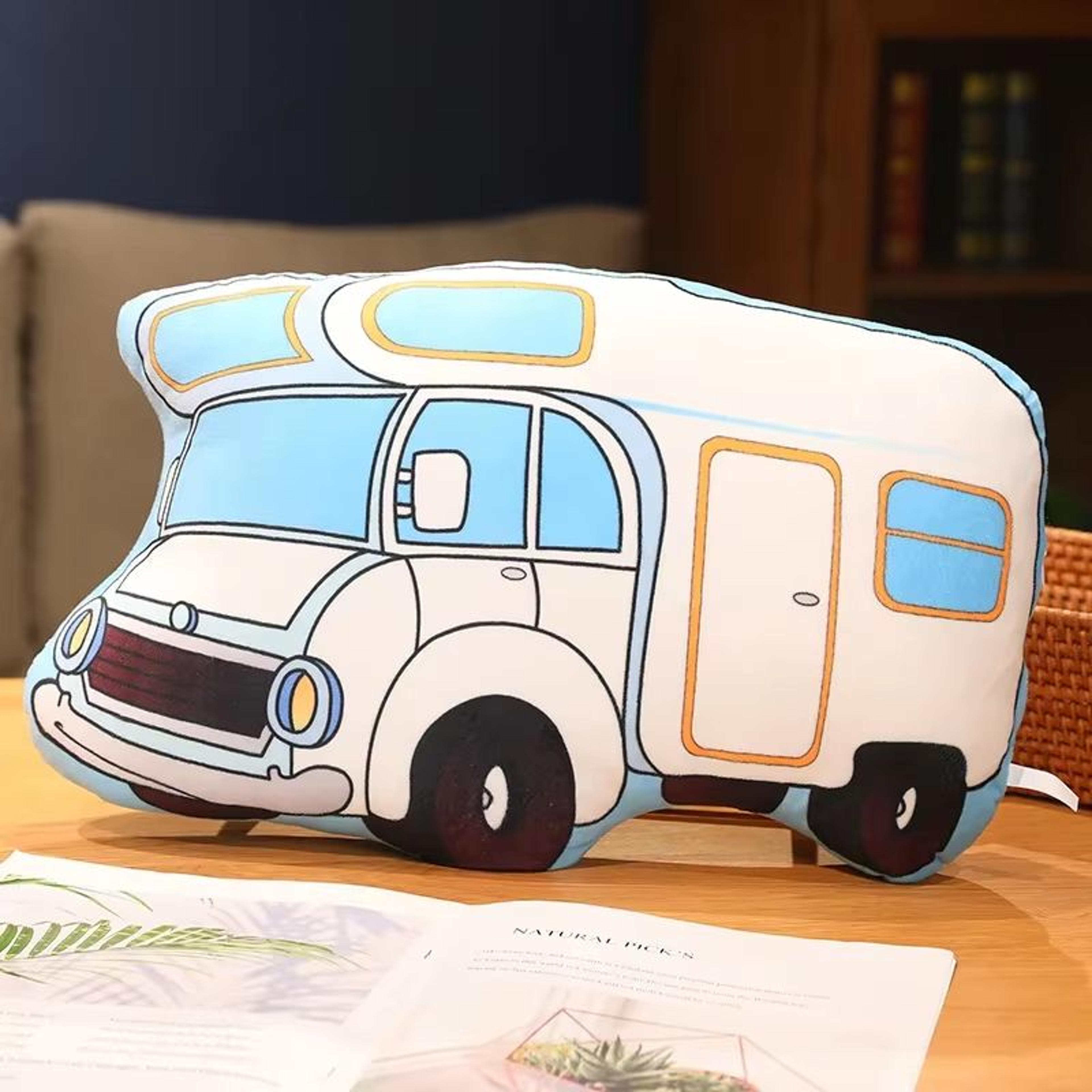 Cartoon Vehicle Plush Pillow For Kids Fire Truck Police Car Excavator 13