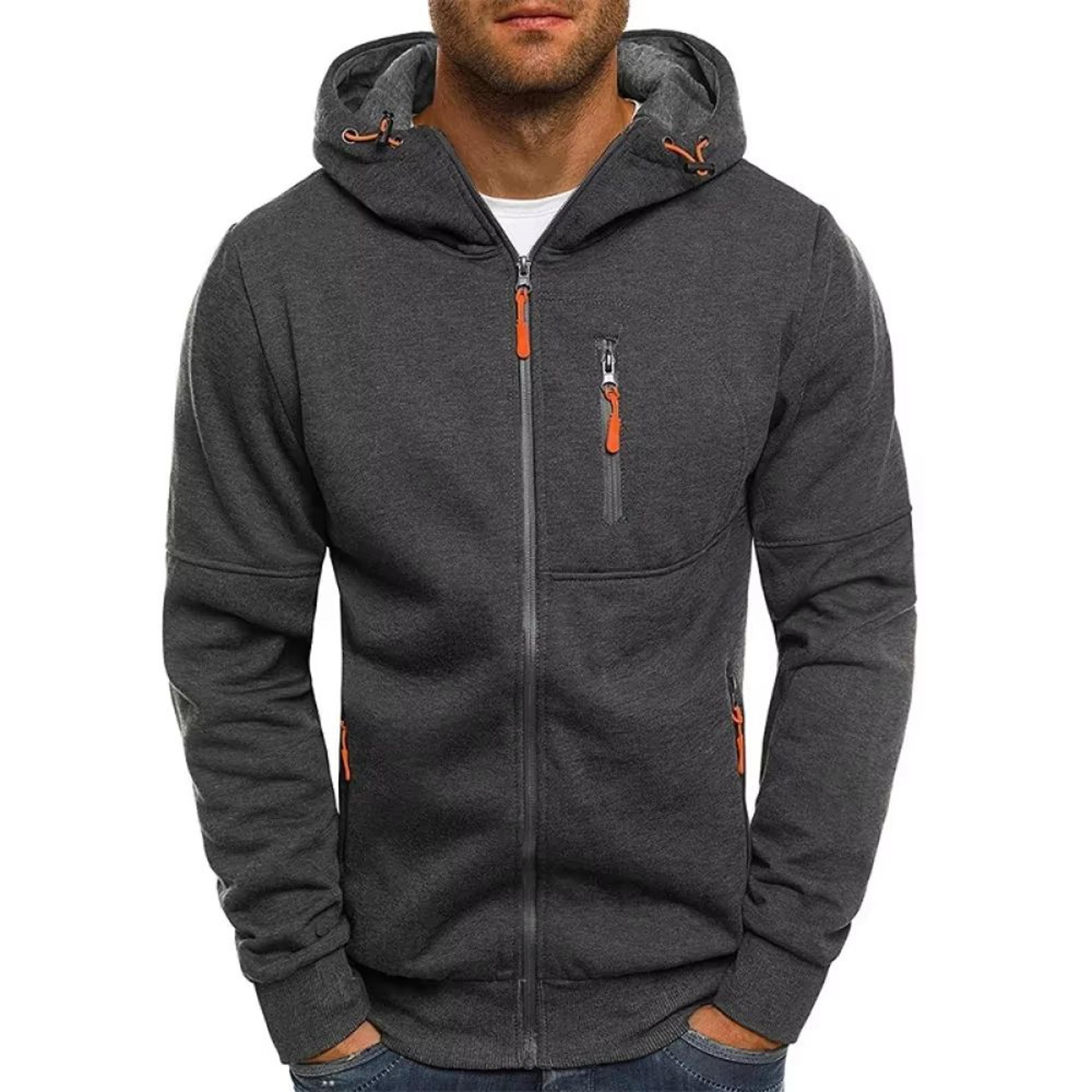 Mens Zip Up Hoodie Slim Fit Hooded Sweatshirt Casual Sports Jacket 3