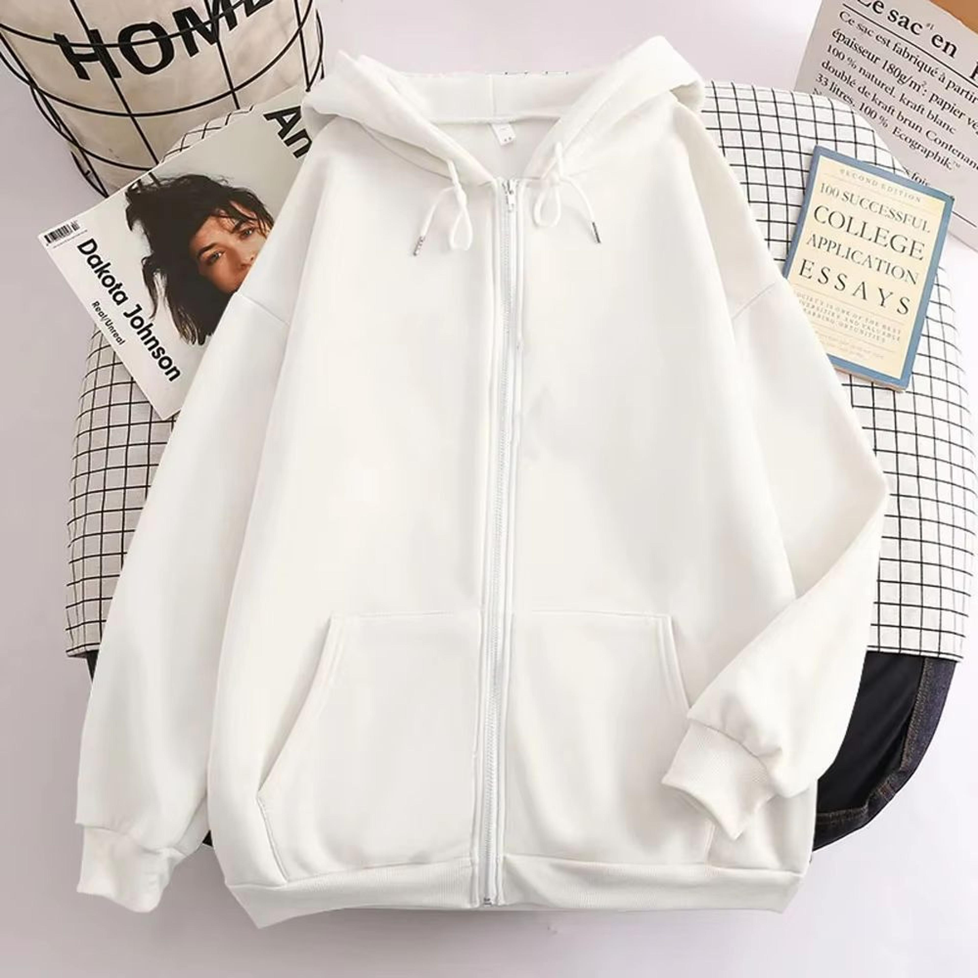 Mens High Street Hoodie ZipUp Jacket Loose Fit Solid Color 2