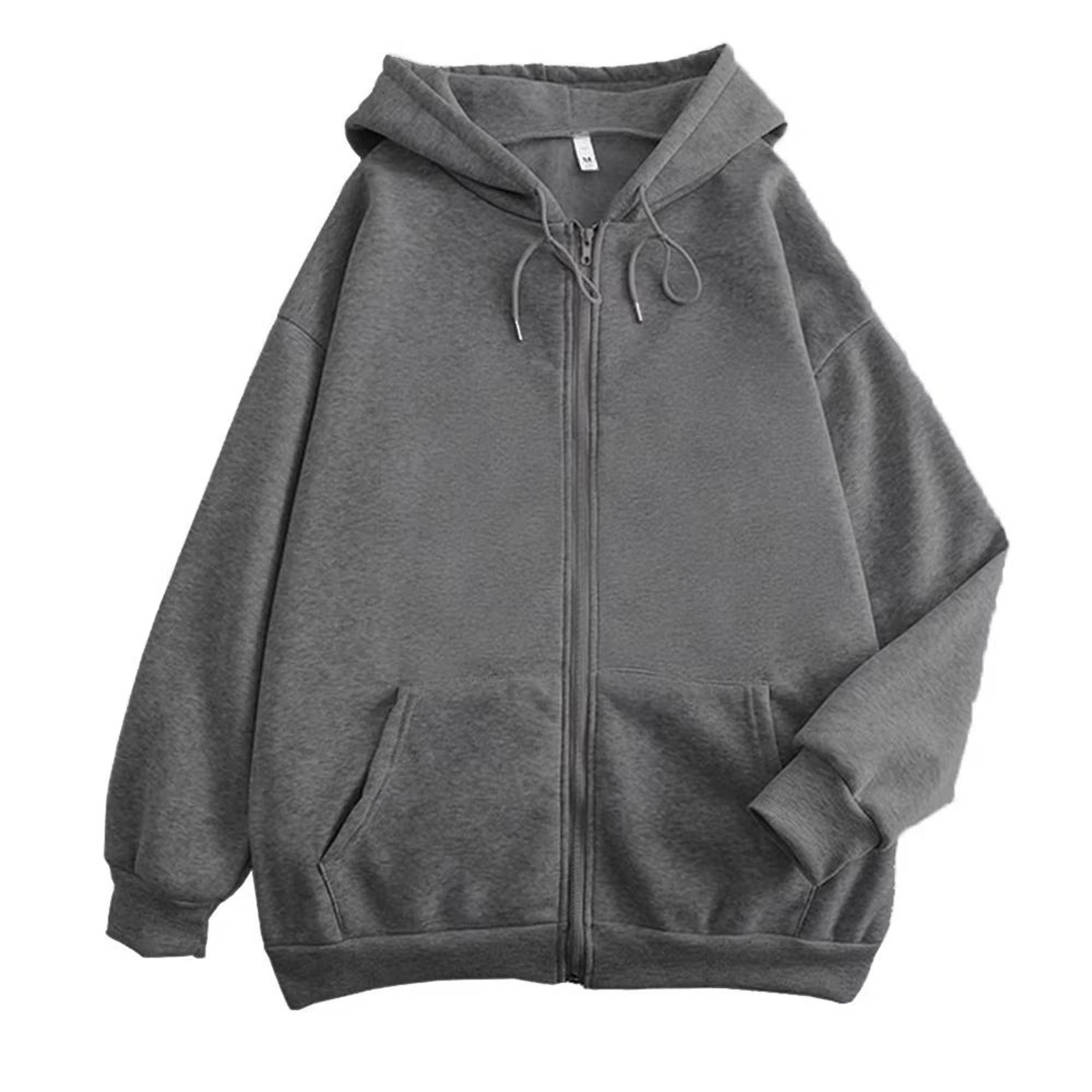 Mens High Street Hoodie ZipUp Jacket Loose Fit Solid Color 7