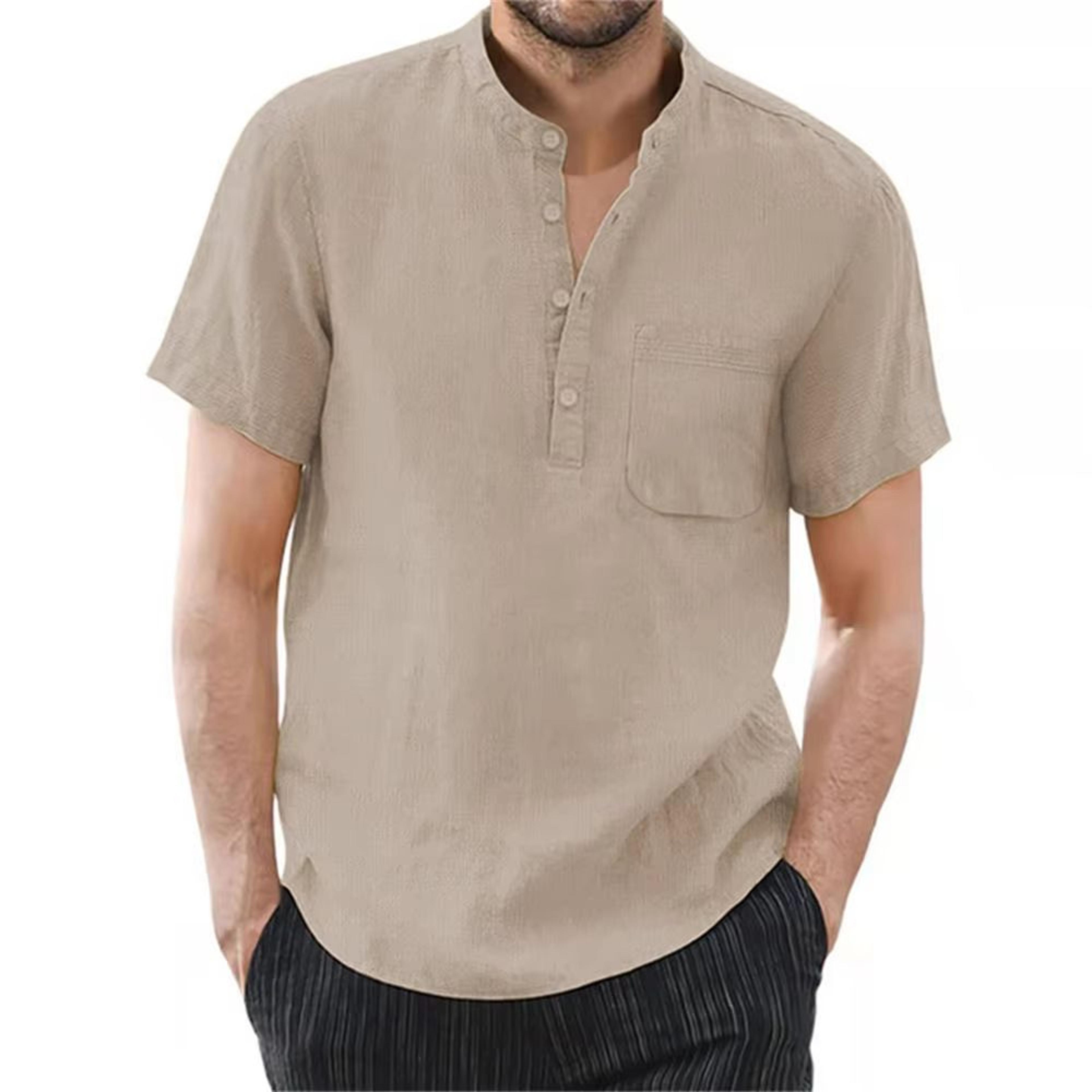 Everyday Mens Cotton Linen Tshirt  Breathable Summer Tshirt In Solid Colors 6