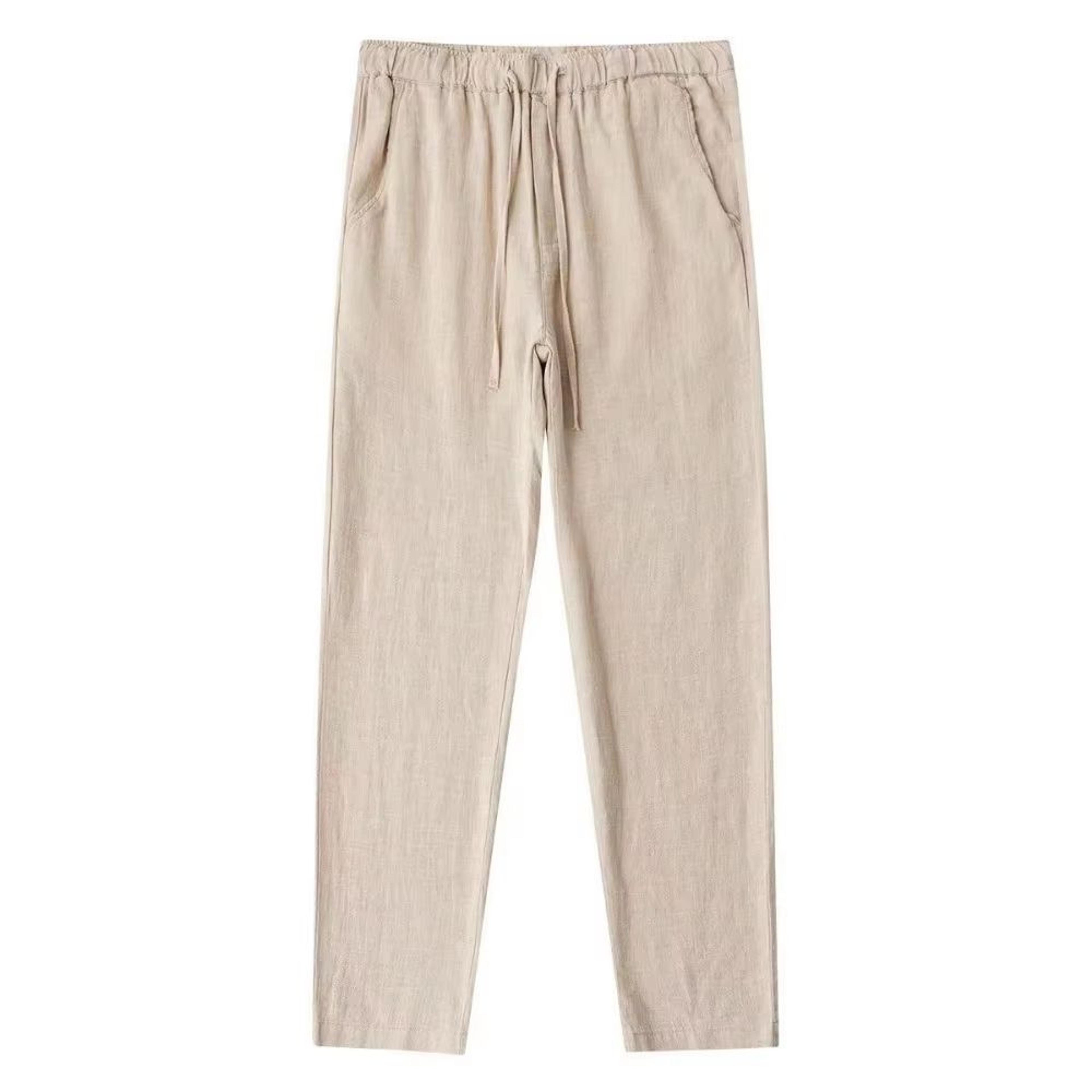 Menslinen Pants In Cotton Linen Pants Men Blend  Relaxed Streetwear Linen Trousers With Back Pocket 1