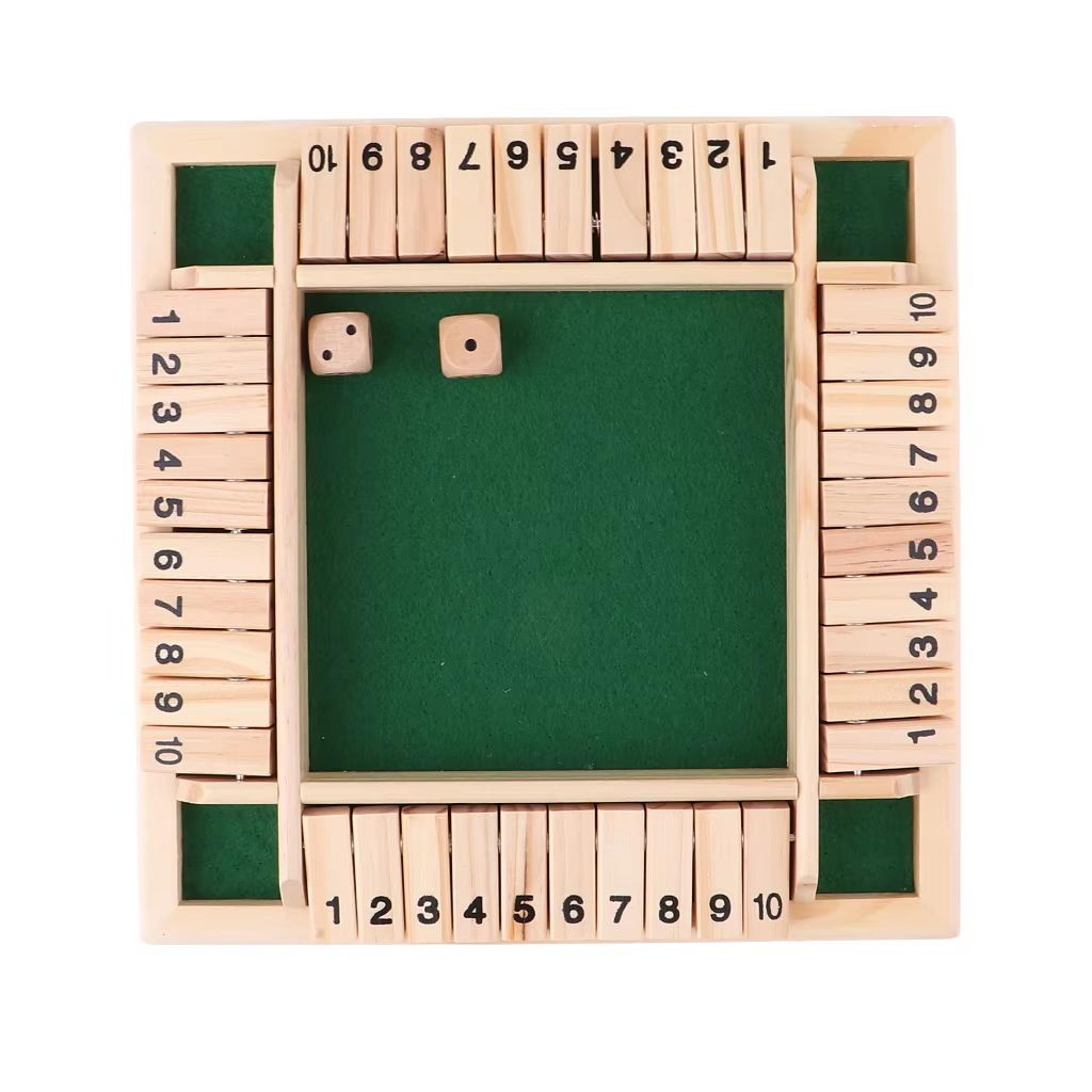 4 Player Board Game Shut The Box Game Wooden Arithmetic Dice FlipTile Set 5