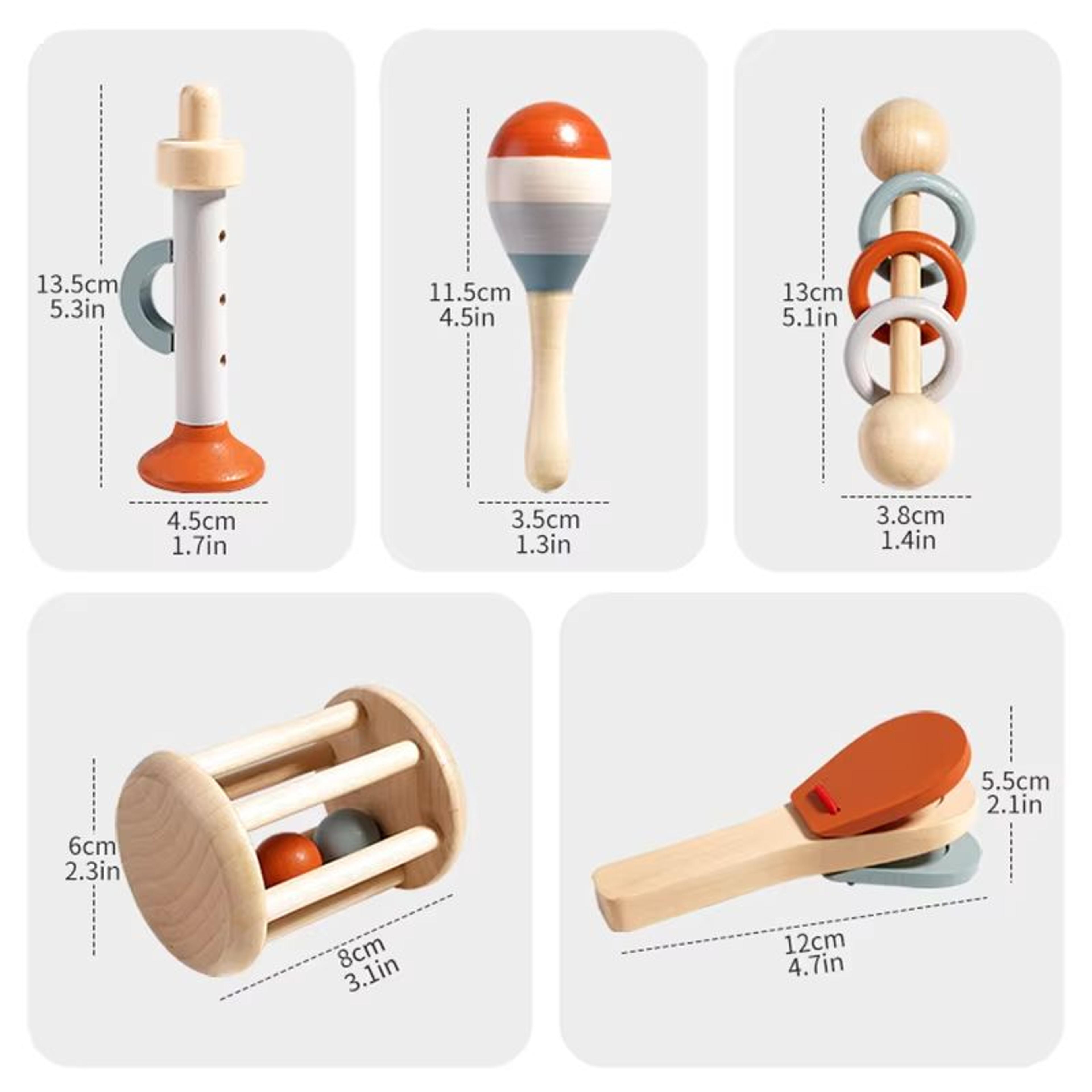 5Piece Baby Musical Instrument Set  Montessori Baby Toys Sensory Rattles For Early Play 4