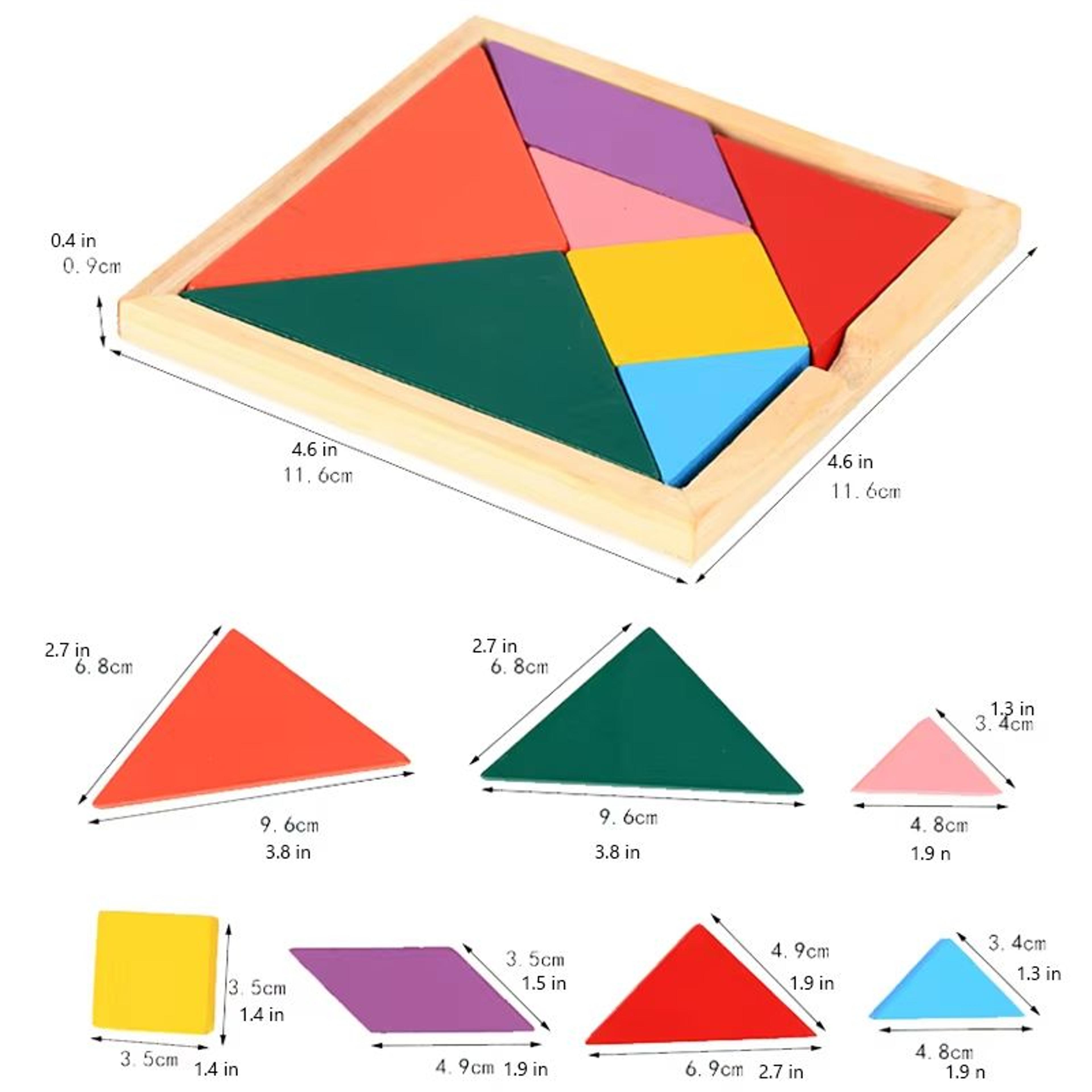 Montessori Wooden Tangram Puzzle Set Colorful 3D Russian Blocks Brain Teaser 7