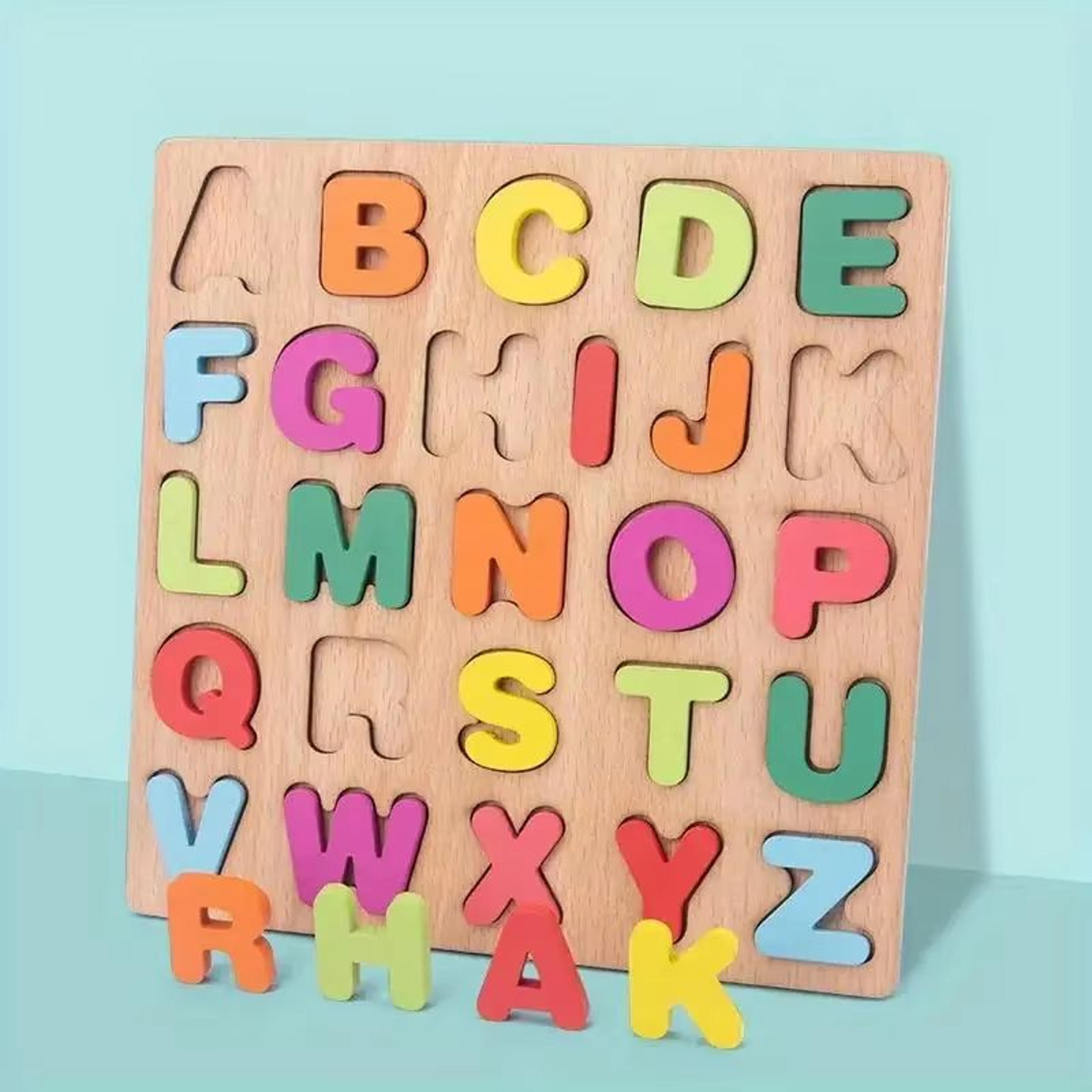 Colorful Alphabet Number Puzzle Board  Wooden Alphabet  Number Matching Game For Preschool Kids 5