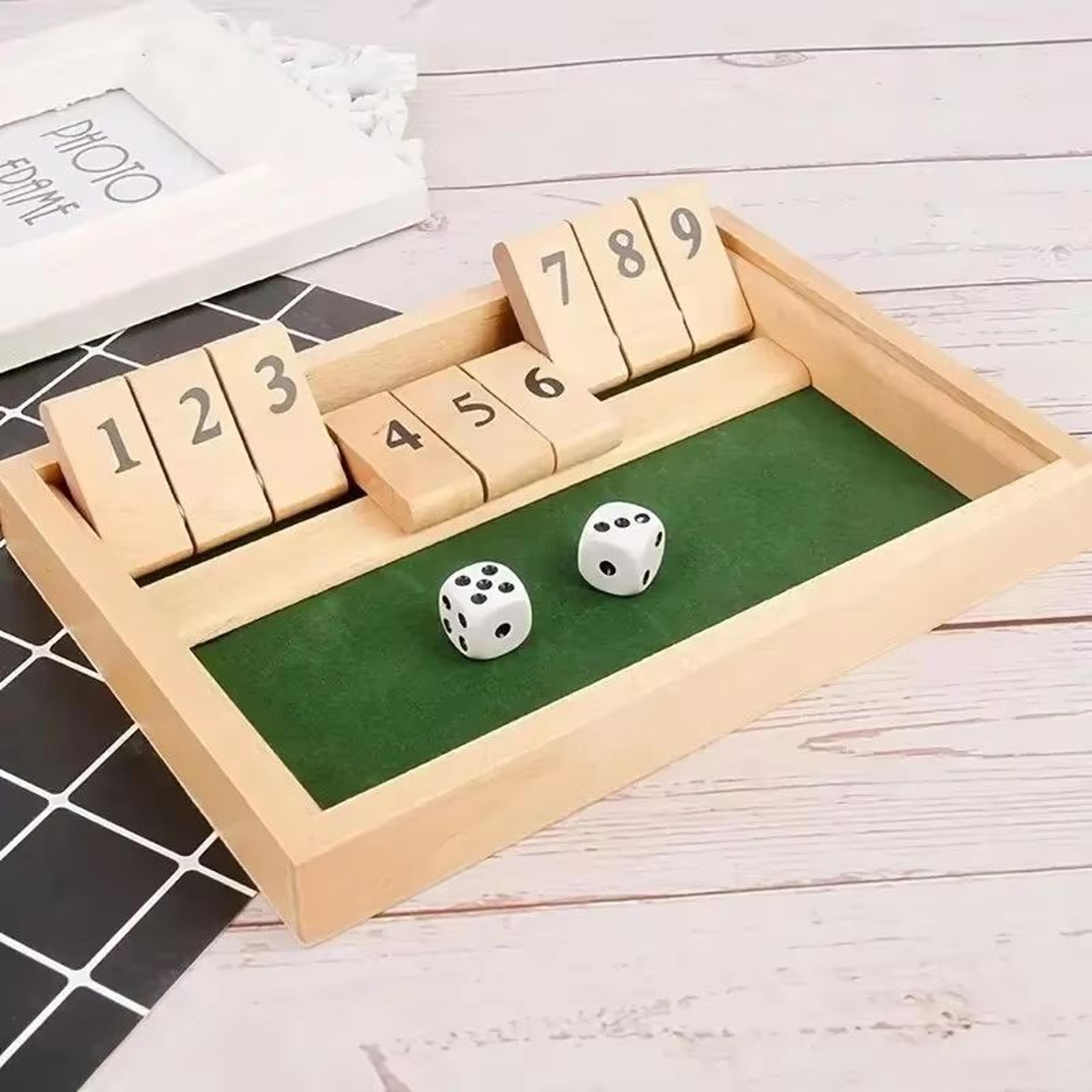 Deluxe Shut The Box Game  Wooden Shut The Box Game 4 Player Dice Game With 10 Flip Tiles 3