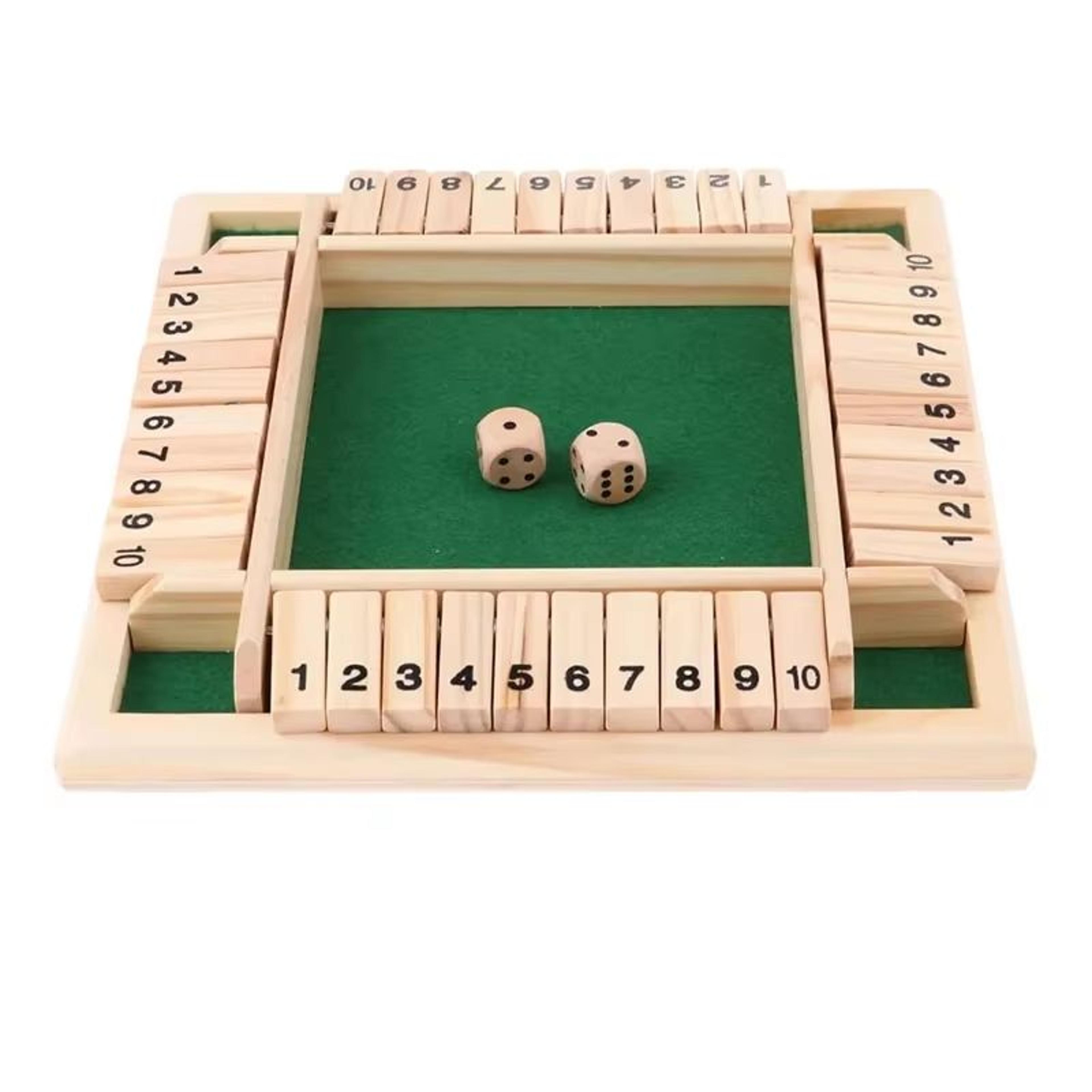 Deluxe Shut The Box Game  Wooden Shut The Box Game 4 Player Dice Game With 10 Flip Tiles 5