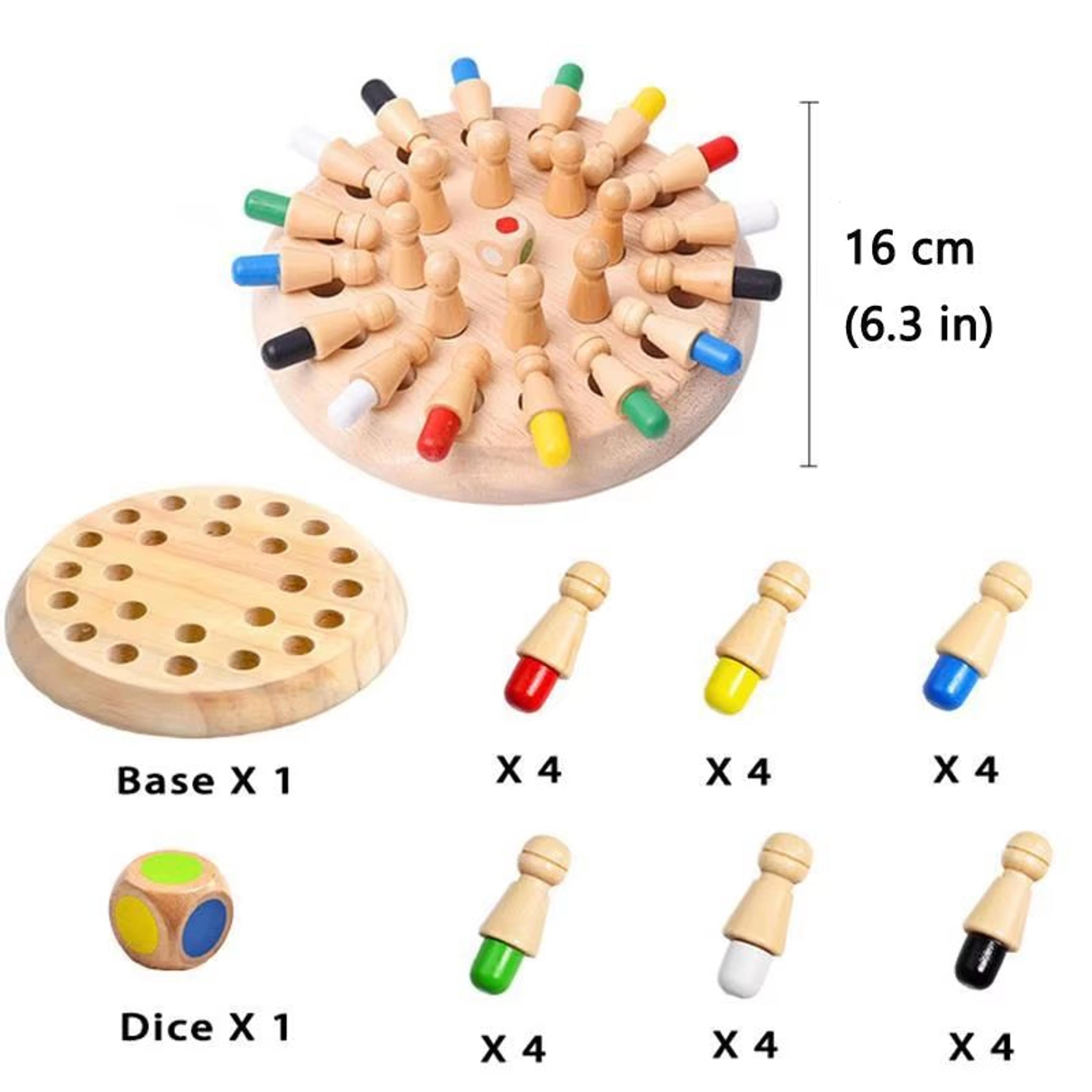 Wooden Memory Match Stick Chess  Montessori Color Matching Dice Game 1