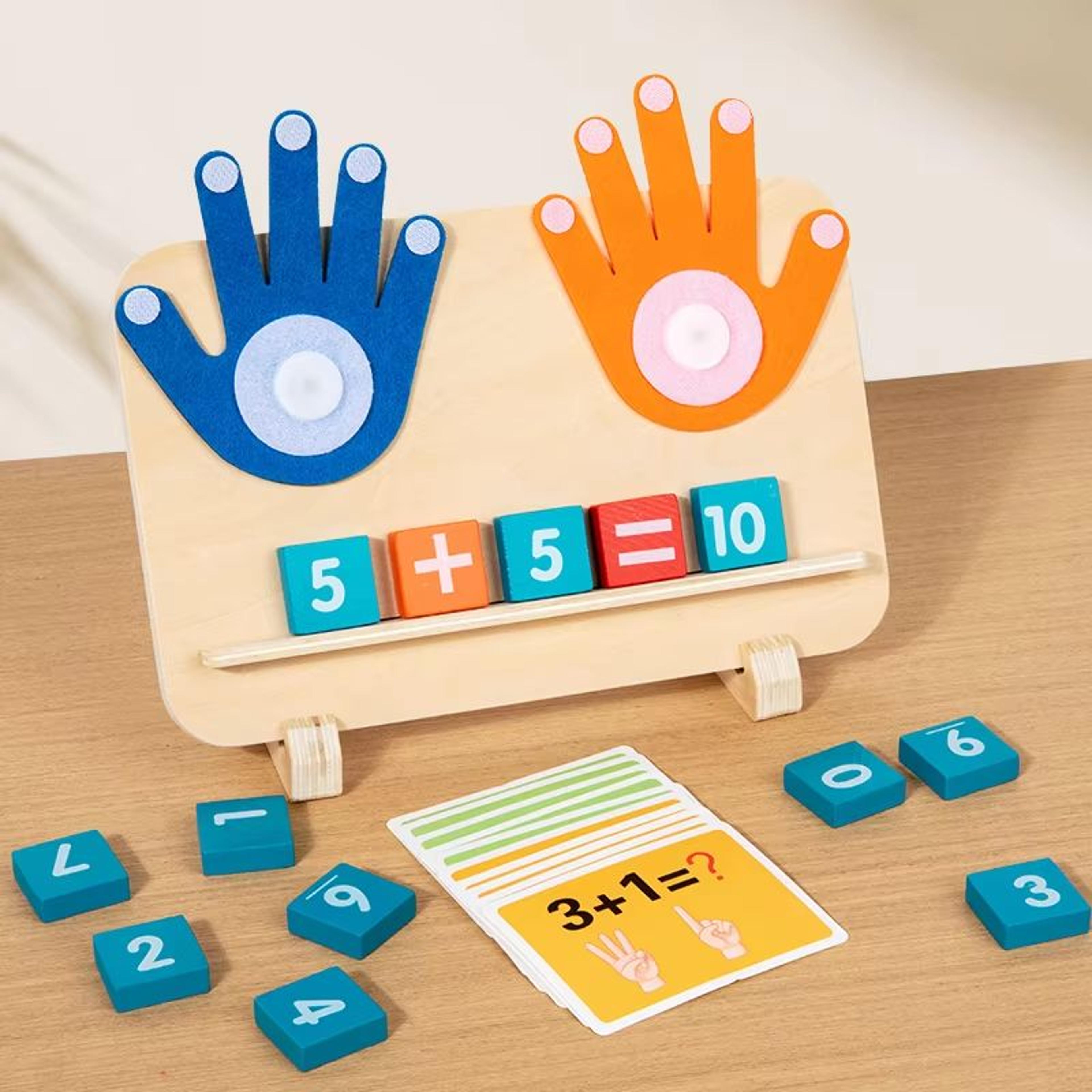 montessori finger counting math board, wooden number learning toy for toddlers (1–10)