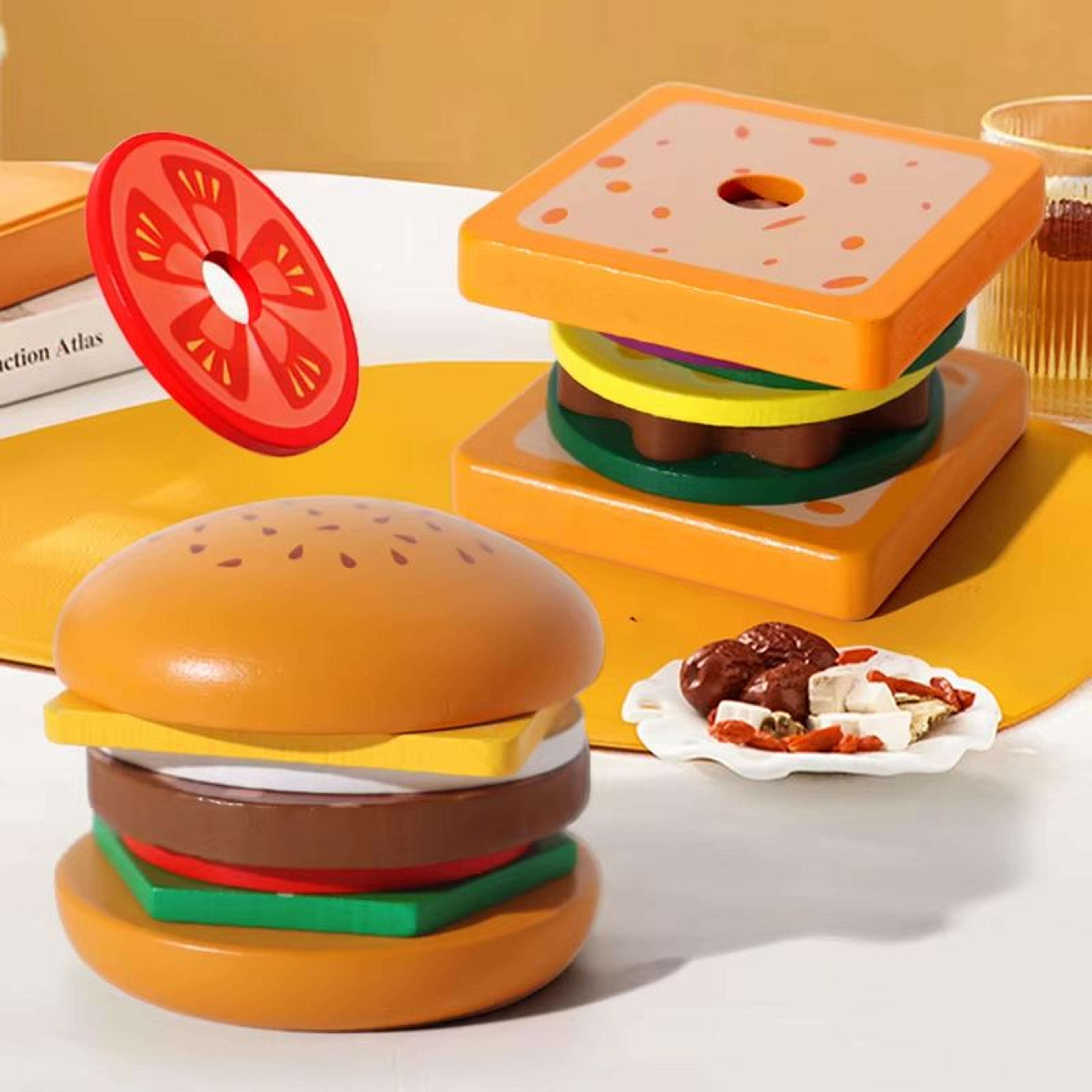 BuildaBurger Wooden Burger Stacking Toy For Toddlers 2