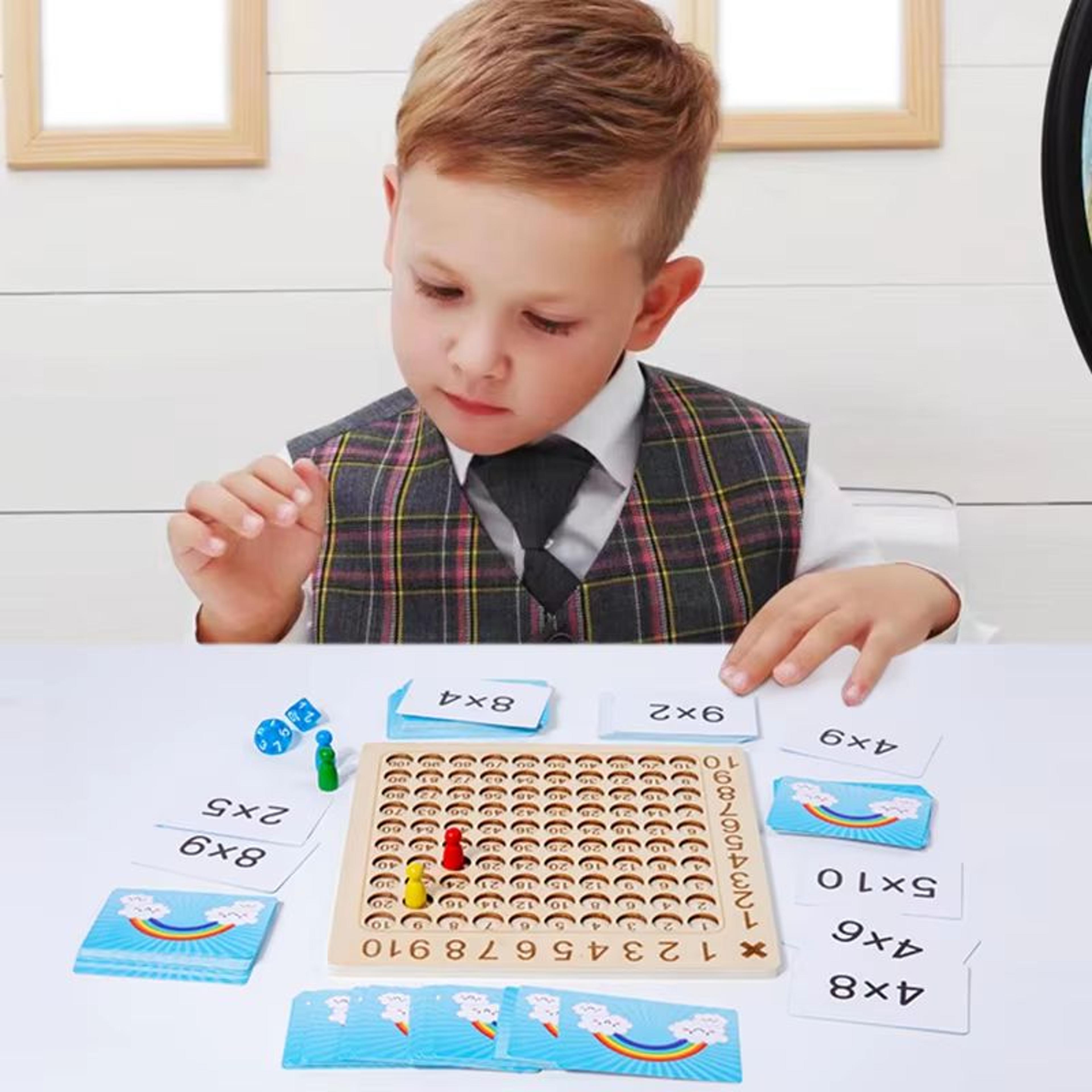 Wooden Multiplication Board Game With Cards  Dice  Montessori Math Toy For Kids 1