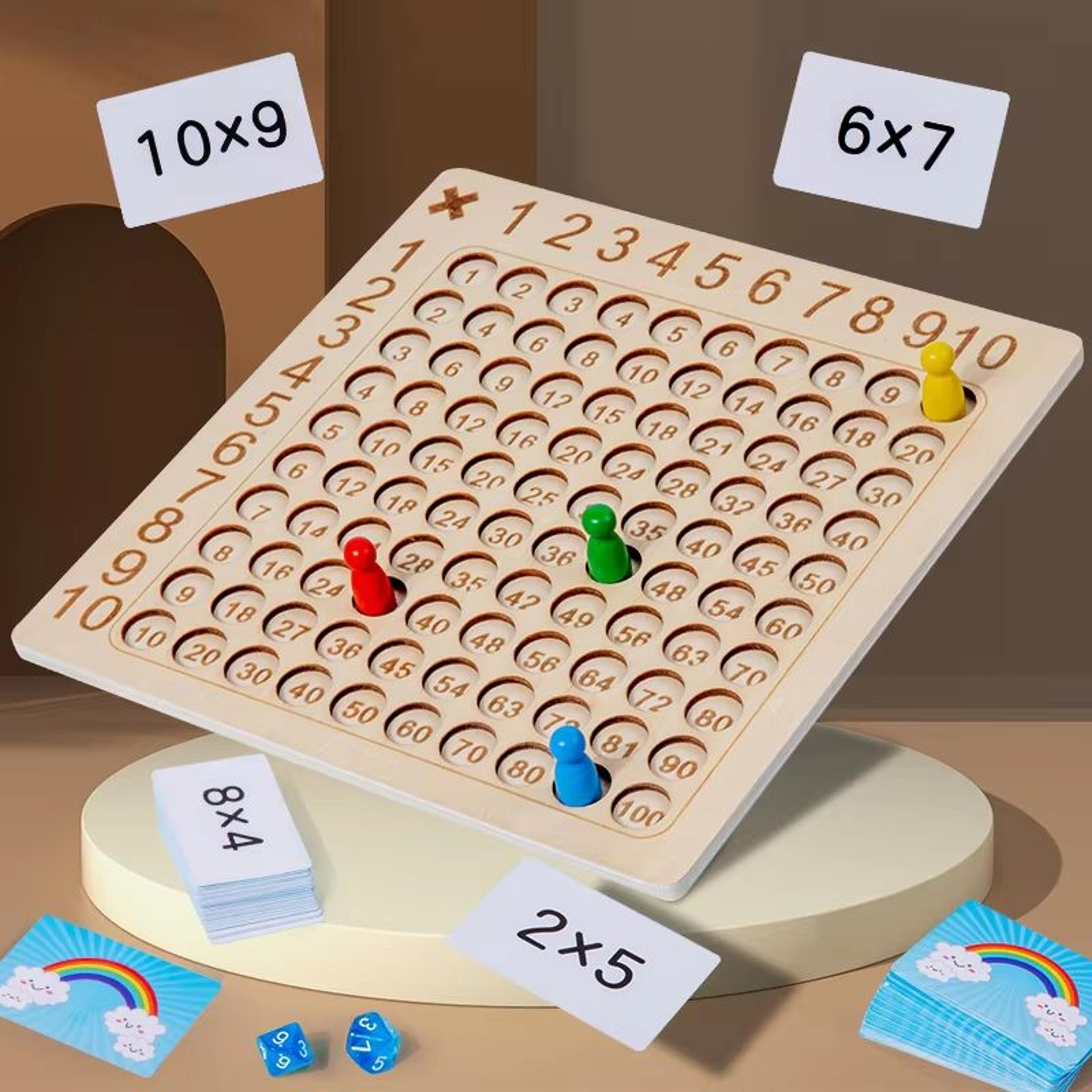 Wooden Multiplication Board Game With Cards  Dice  Montessori Math Toy For Kids 2