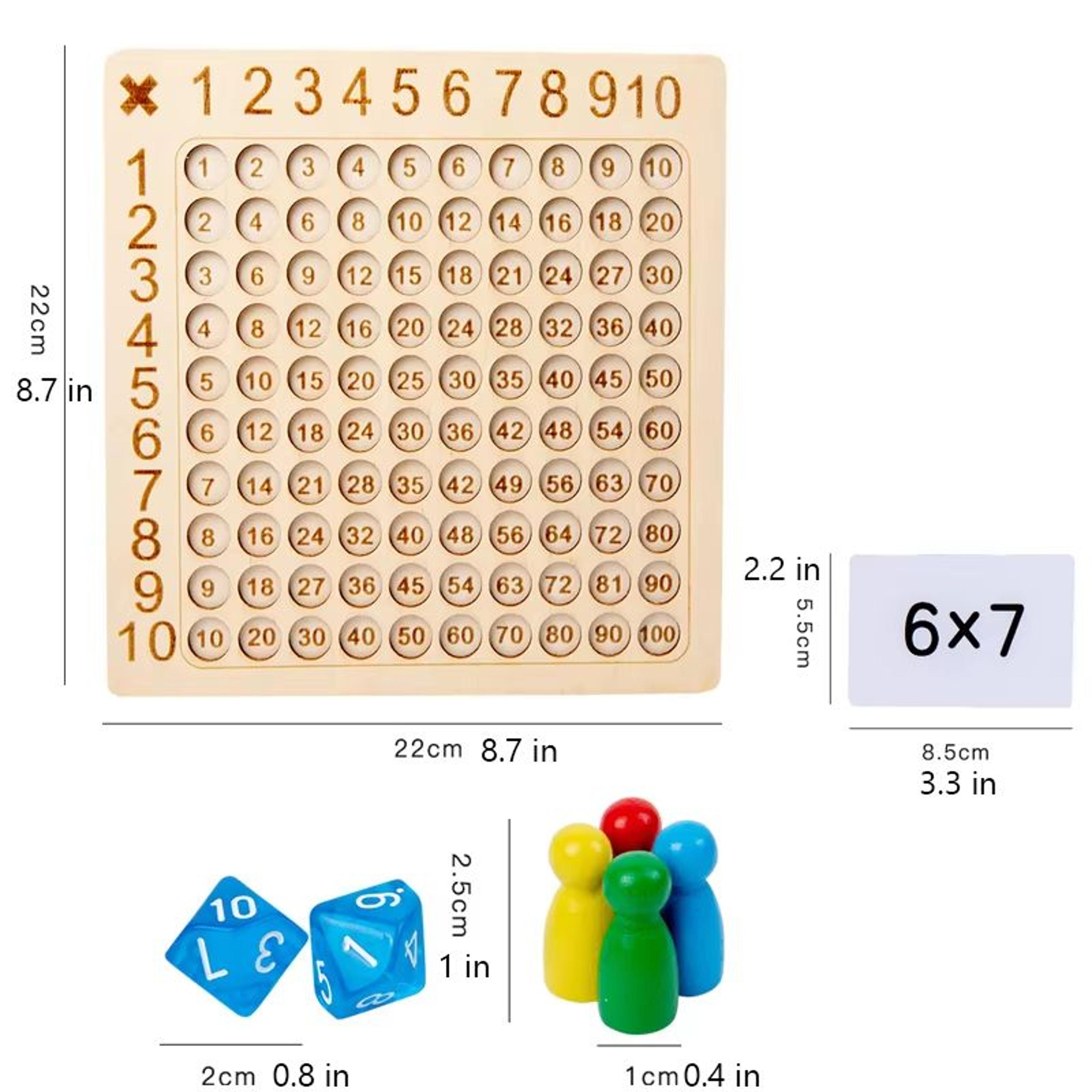Wooden Multiplication Board Game With Cards  Dice  Montessori Math Toy For Kids 6
