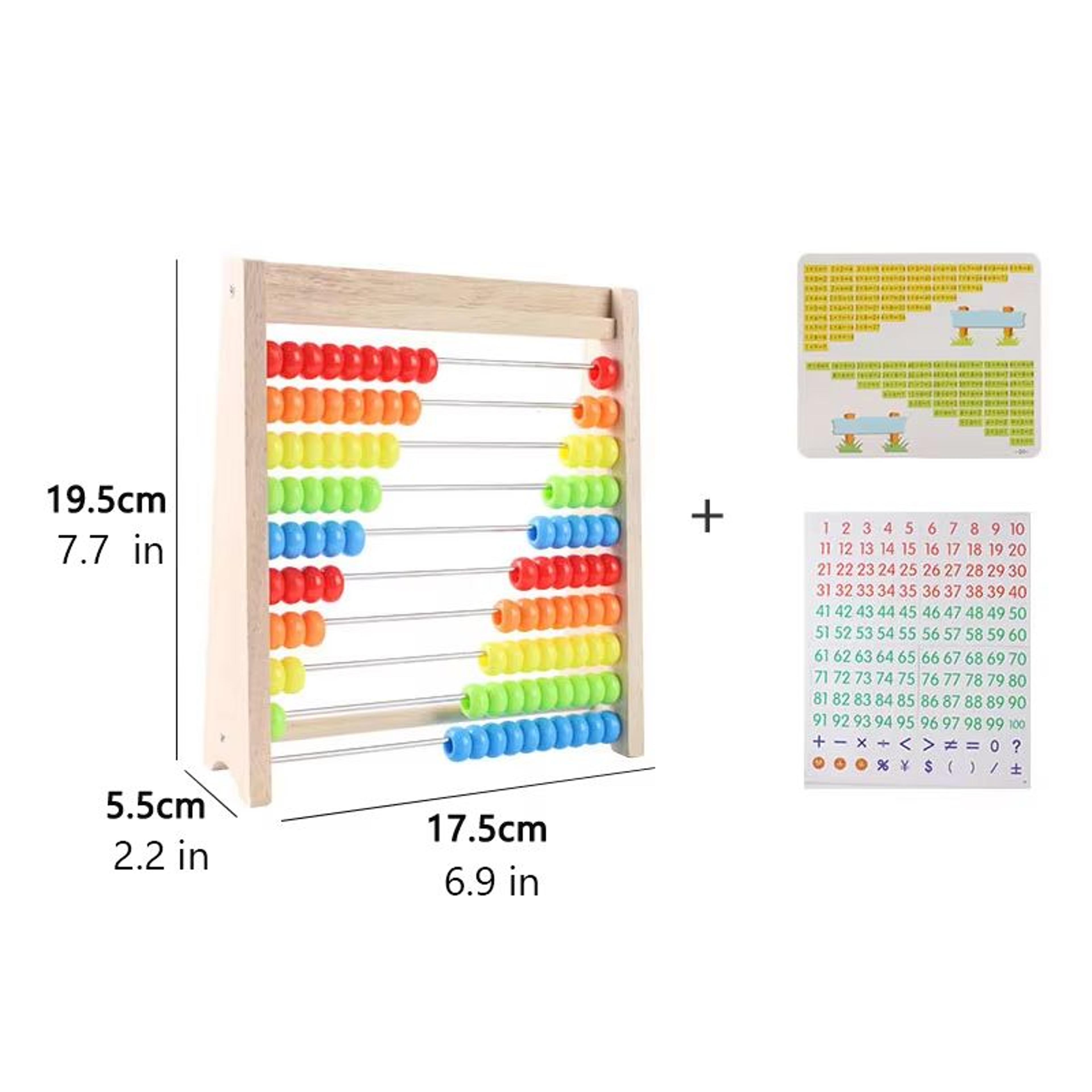 Wooden Abacus For Kids Montessori Counting Toy With Rainbow Counting Beads 1