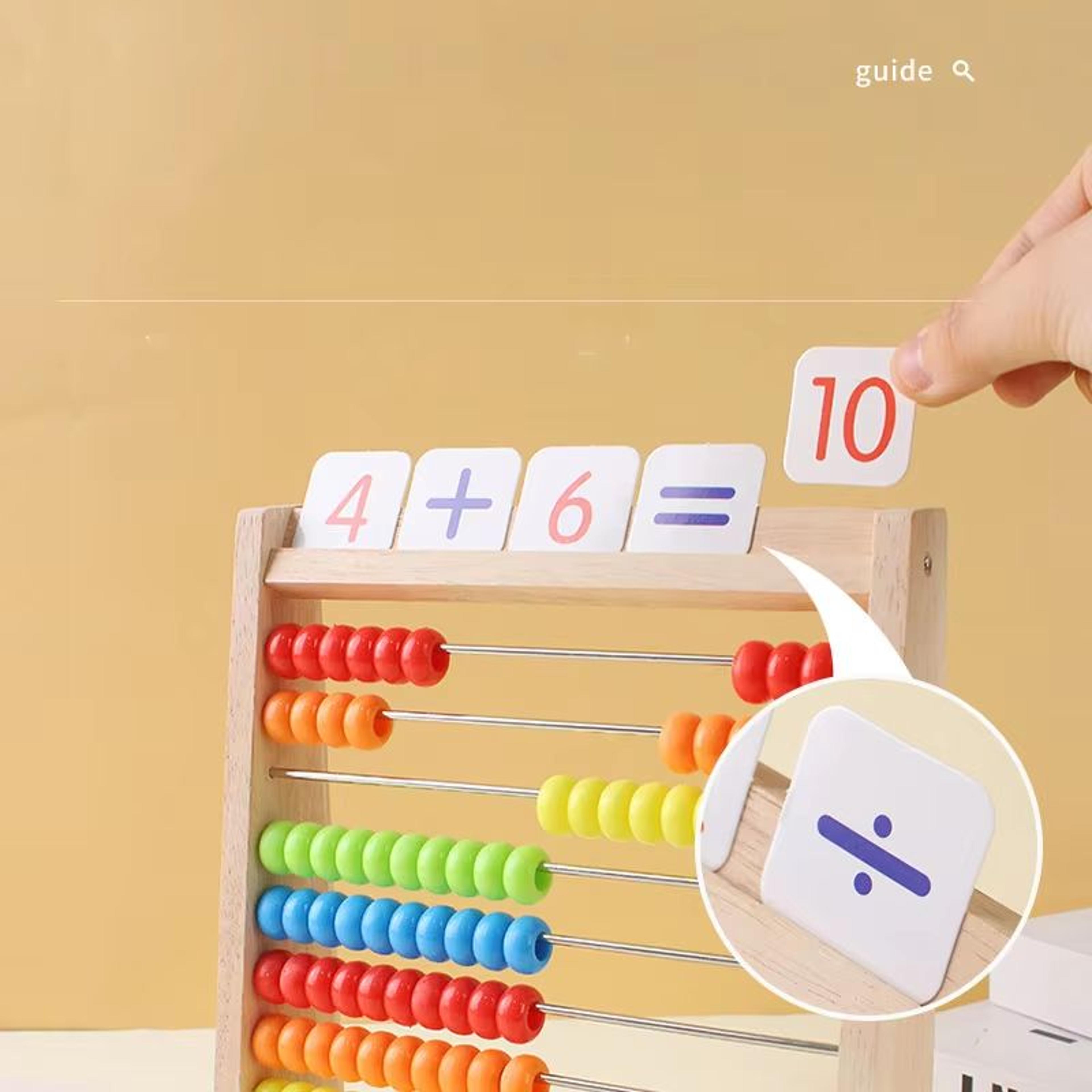 Wooden Abacus For Kids Montessori Counting Toy With Rainbow Counting Beads 5