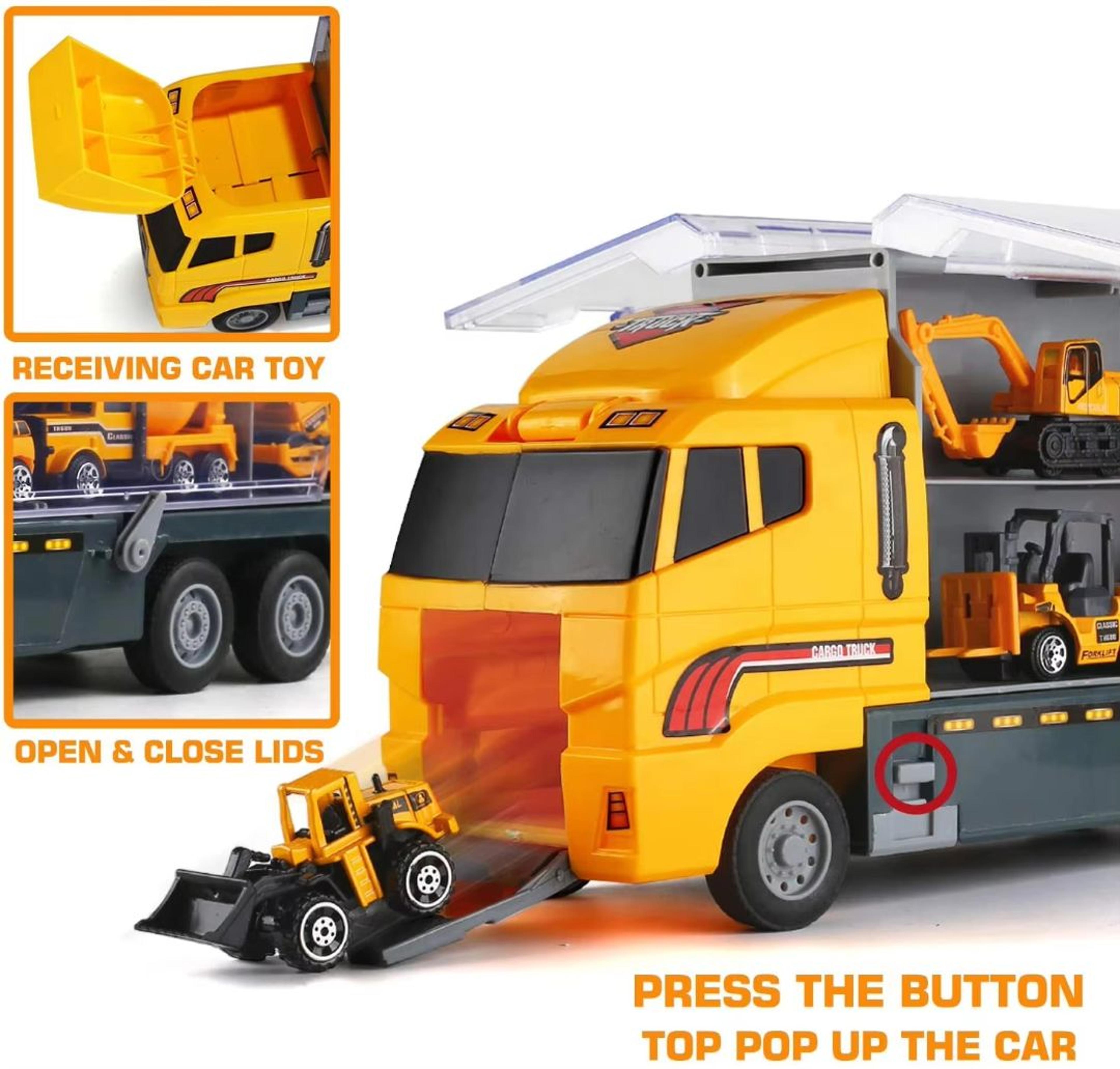 10in1 Construction Truck Toy Set With Storage Carrier DieCast Construction Vehicles 2