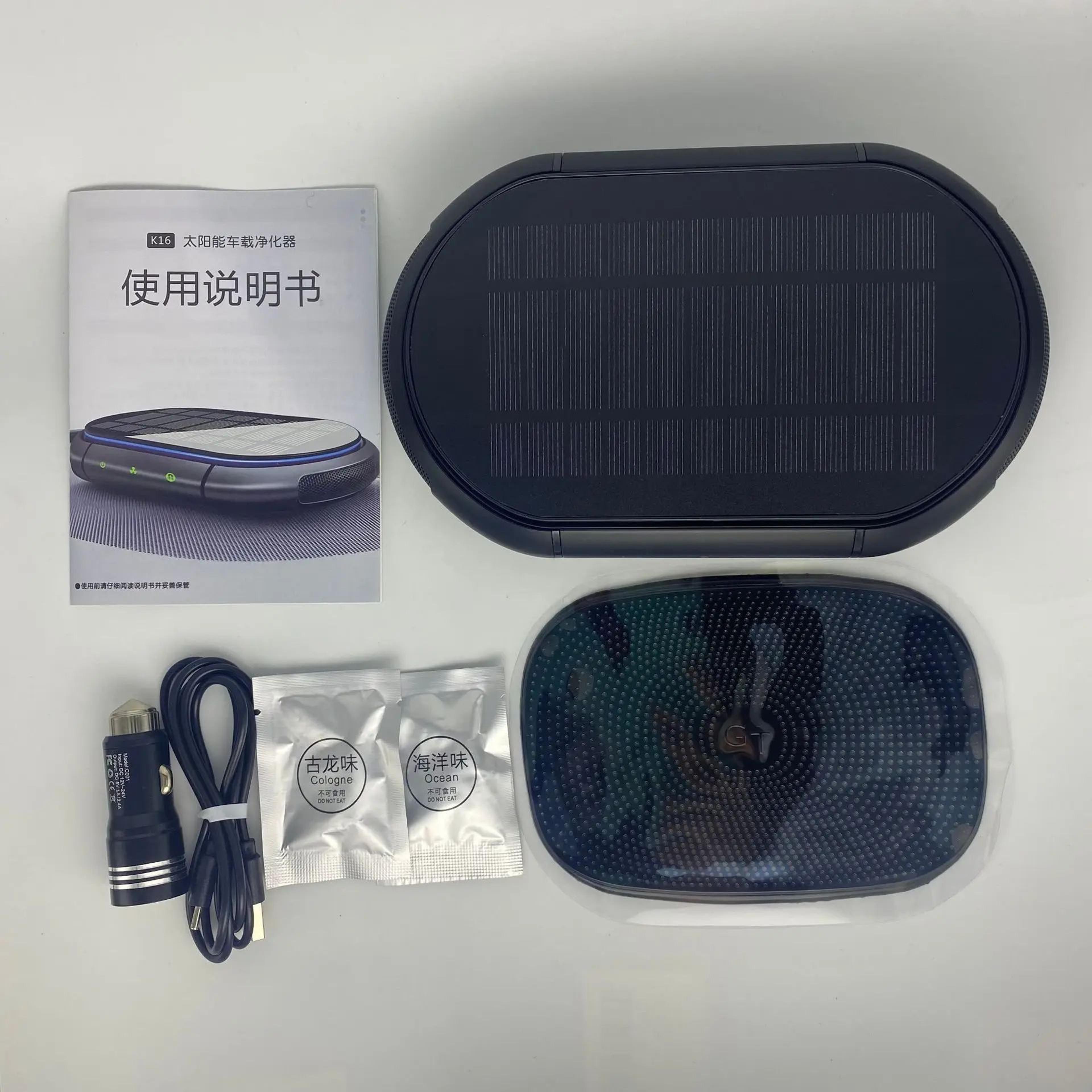 Solar Car Air Purifier With Negative Ion Generator  USB Rechargeable Deodorizer For Fresh Clean Air 3
