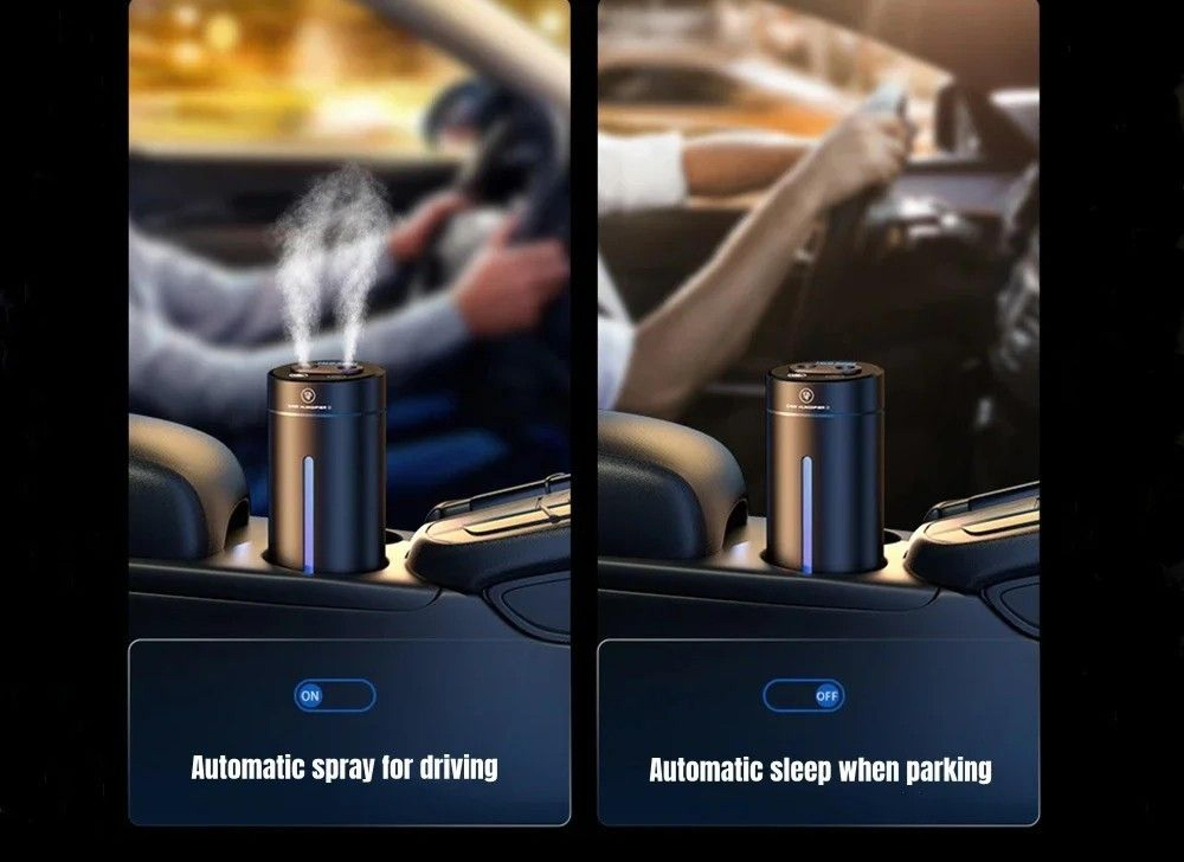 Dual Spray Car Air Humidifier  Purifier  Aluminum Alloy Essential Oil Diffuser 380ml 2