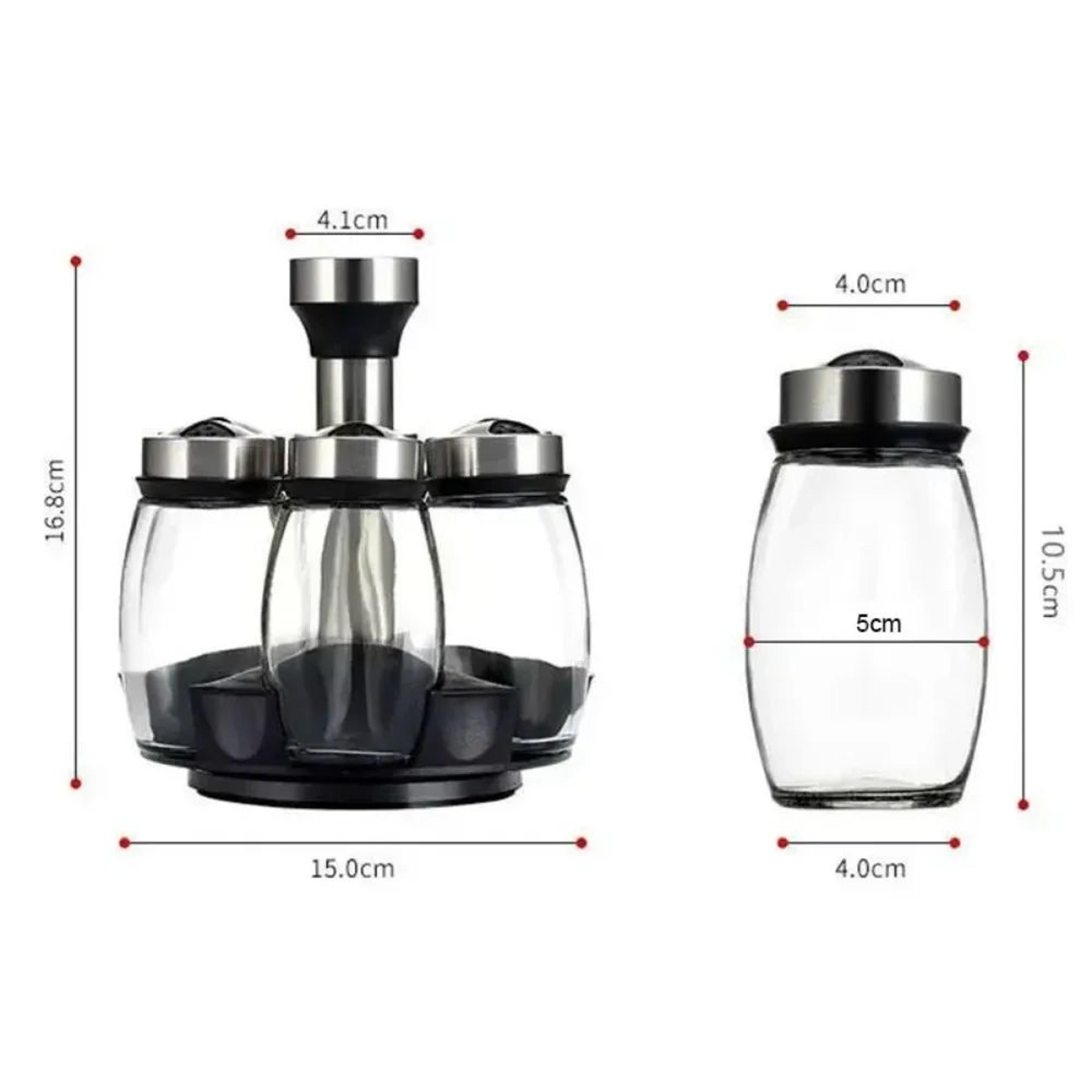 7Piece Rotating Spice Jar Set With Rack  Glass Kitchen Spice Organizer For Salt Pepper  Seasonings 5