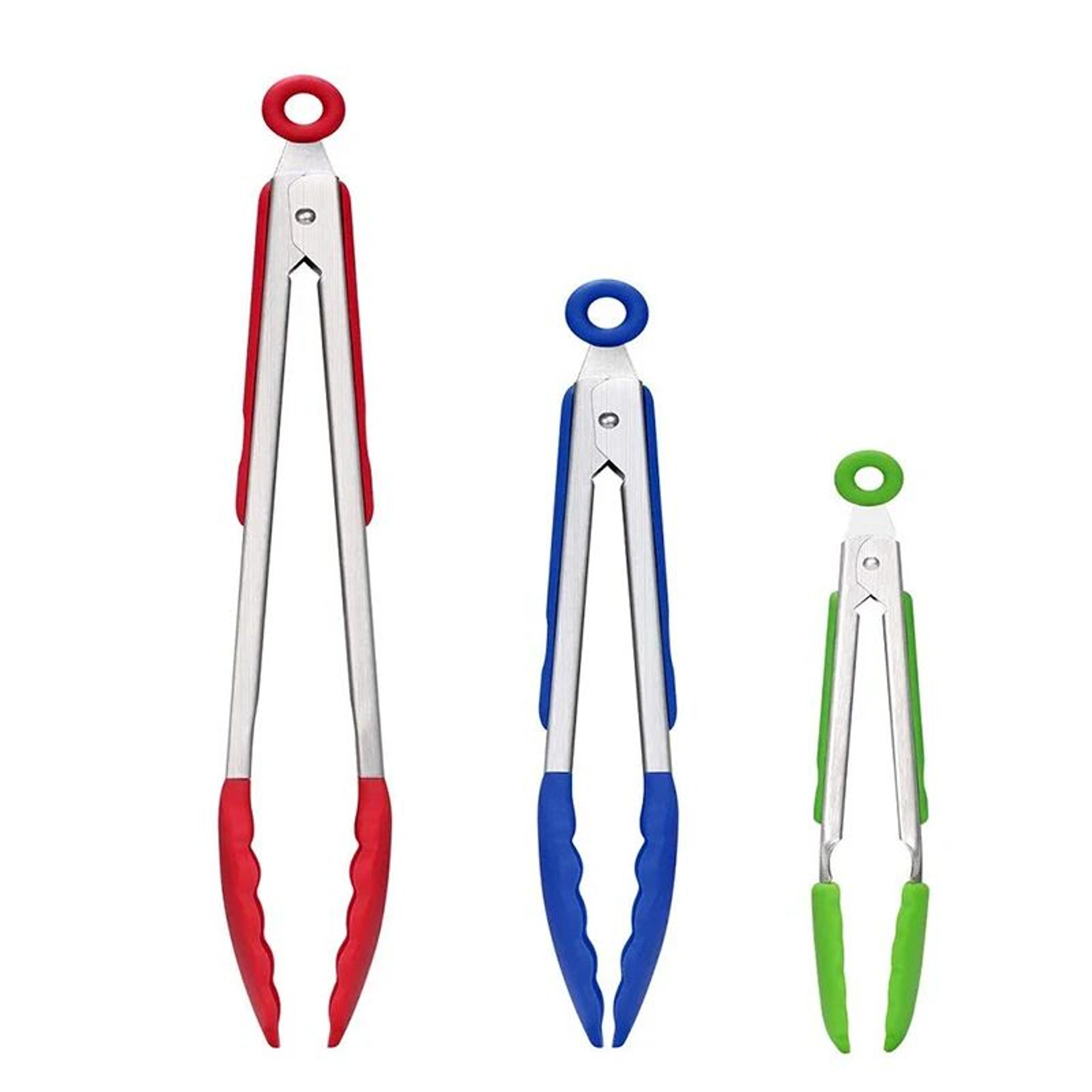 Stainless Steel Silicone Kitchen Tongs  Locking BBQ Cooking Tongs With NonSlip Tips 7912 Inch 1