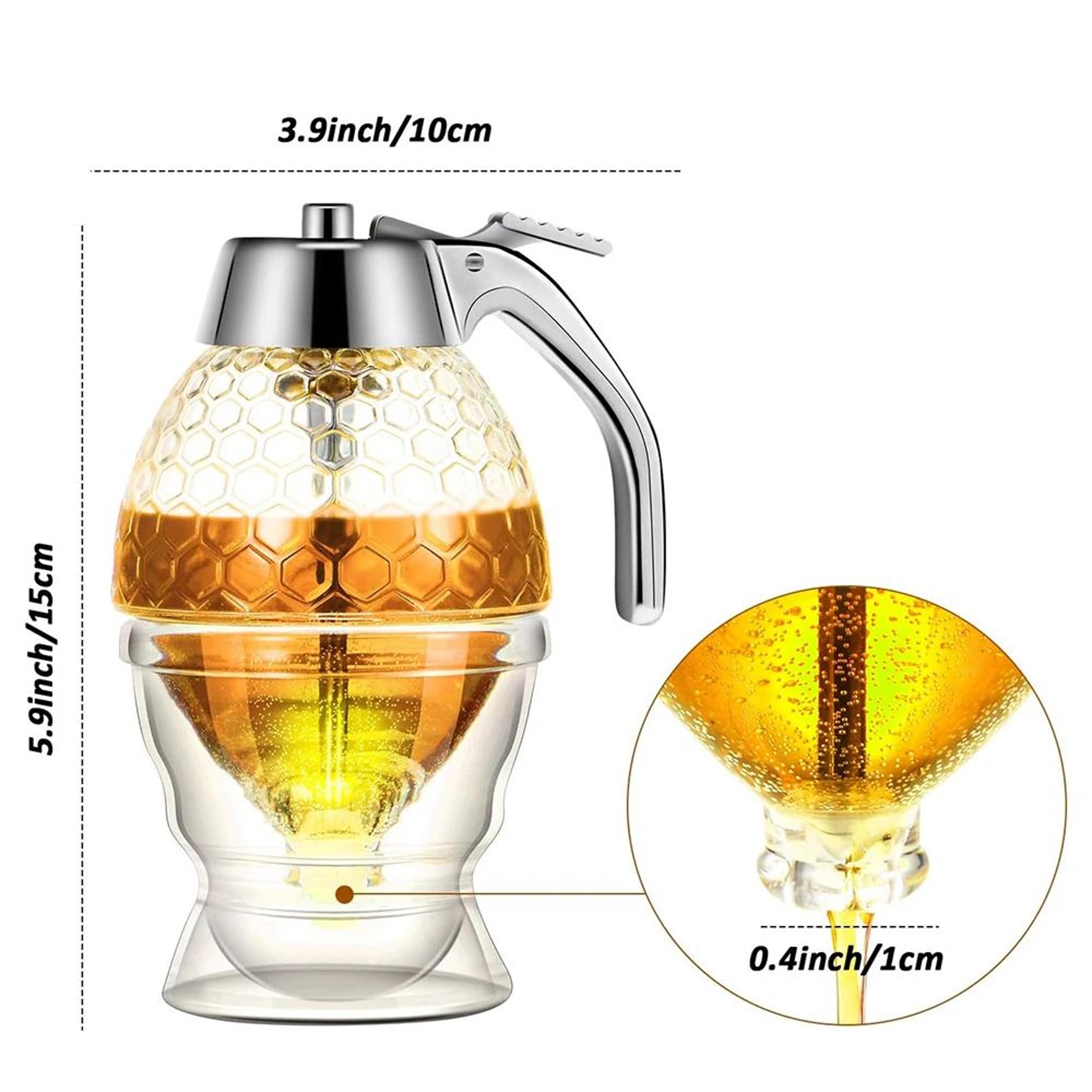 NoDrip Honey Dispenser With Stand  Clear Acrylic Honey Pourer Jar For Syrup  Juice 2
