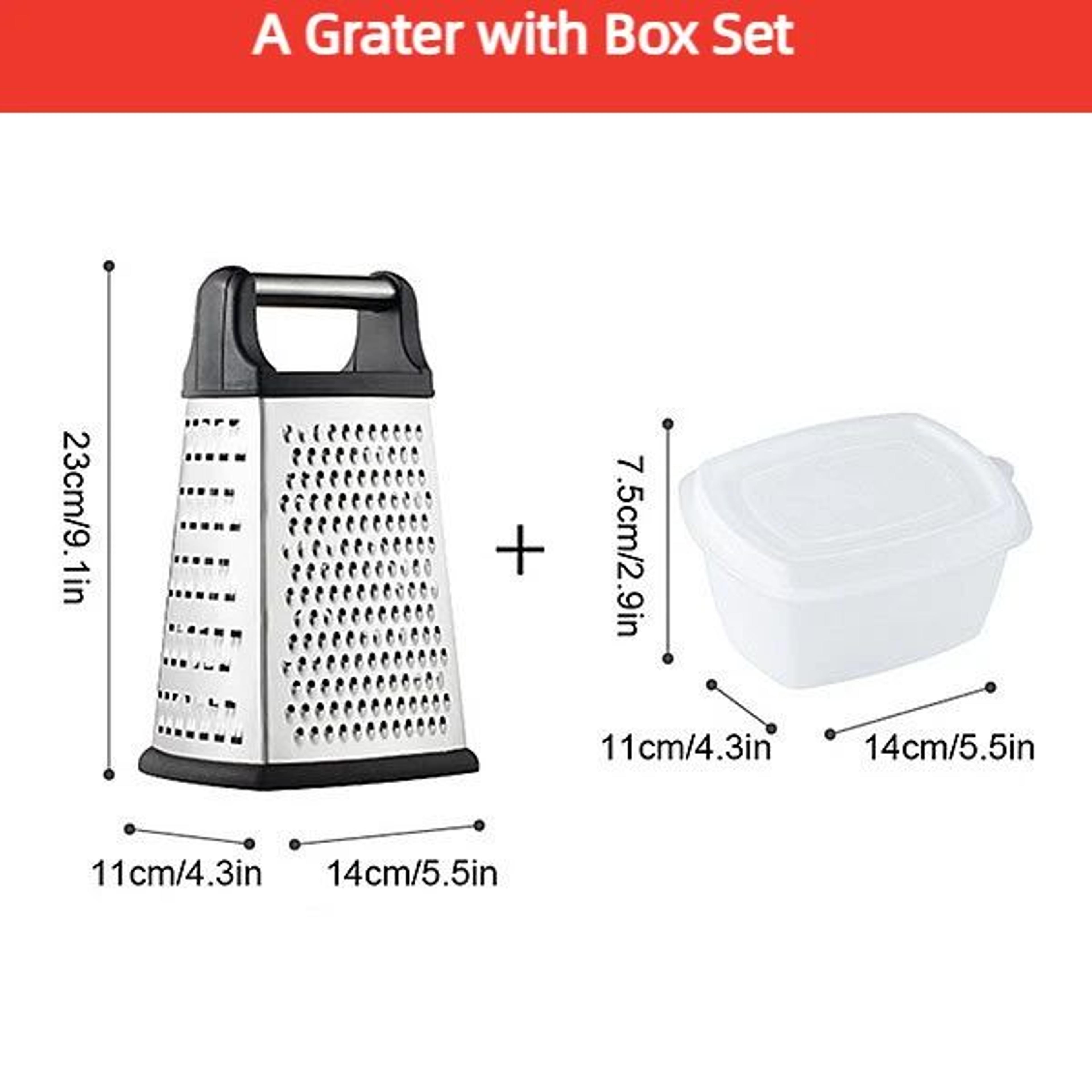 Stainless Steel Box Cheese Grater With Container  4Sided Kitchen Food Grater For Cheese  Vegetables 3