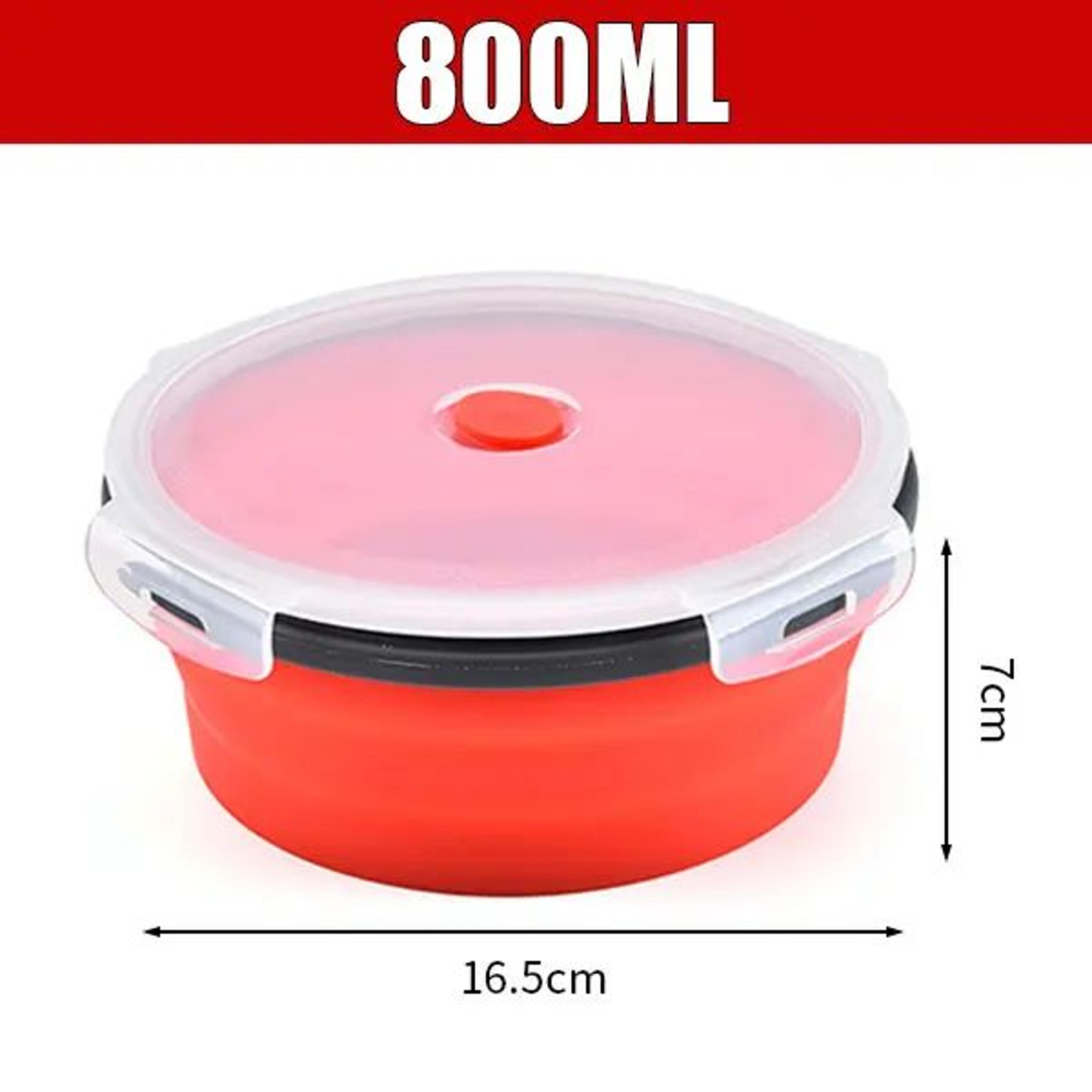 Collapsible Silicone Lunch Box With Lid  MicrowaveSafe Folding Food Container For Work  Travel 8