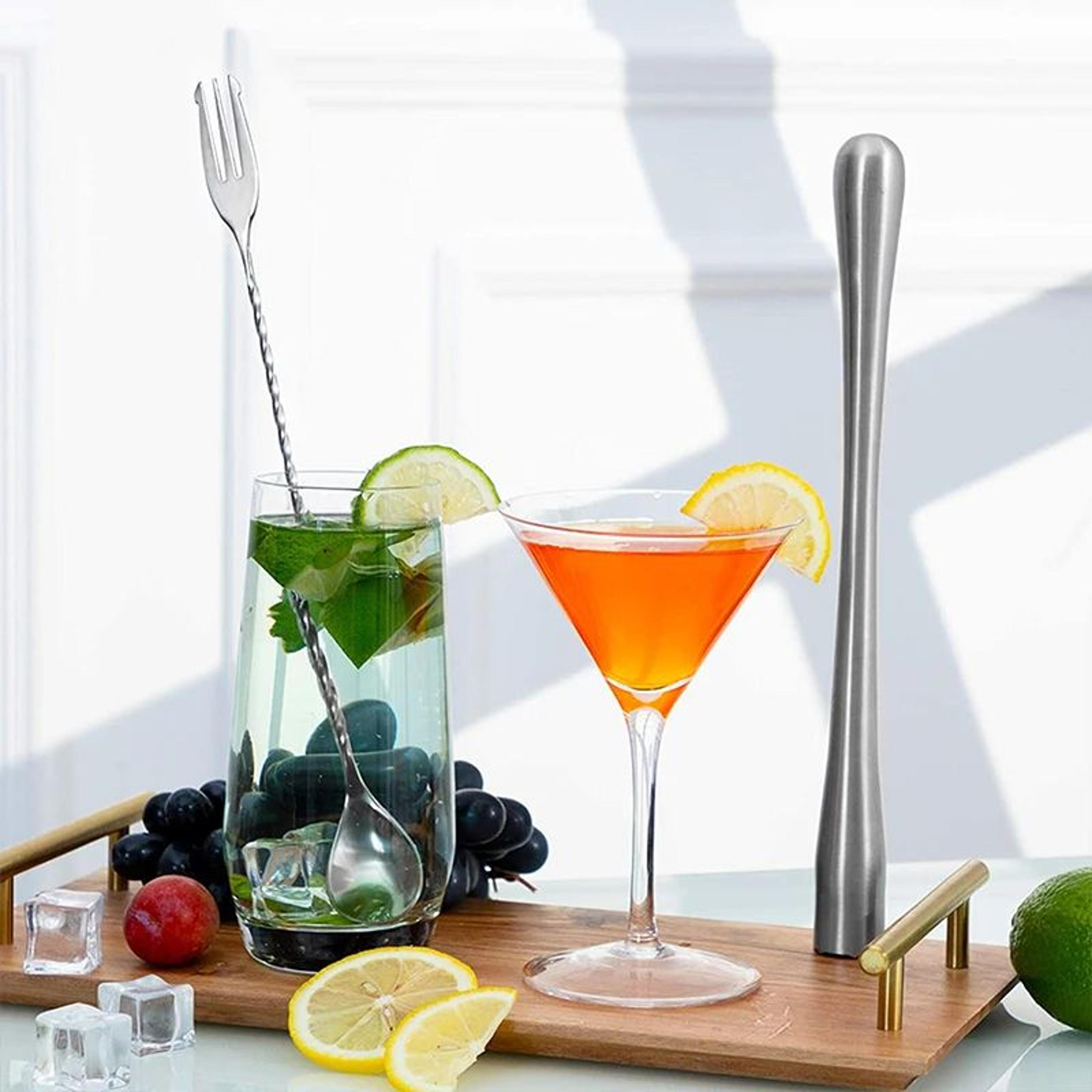 Stainless Steel Cocktail Muddler  Mixing Spoon Set  Professional Bar Stirrer Tools 2Piece 2
