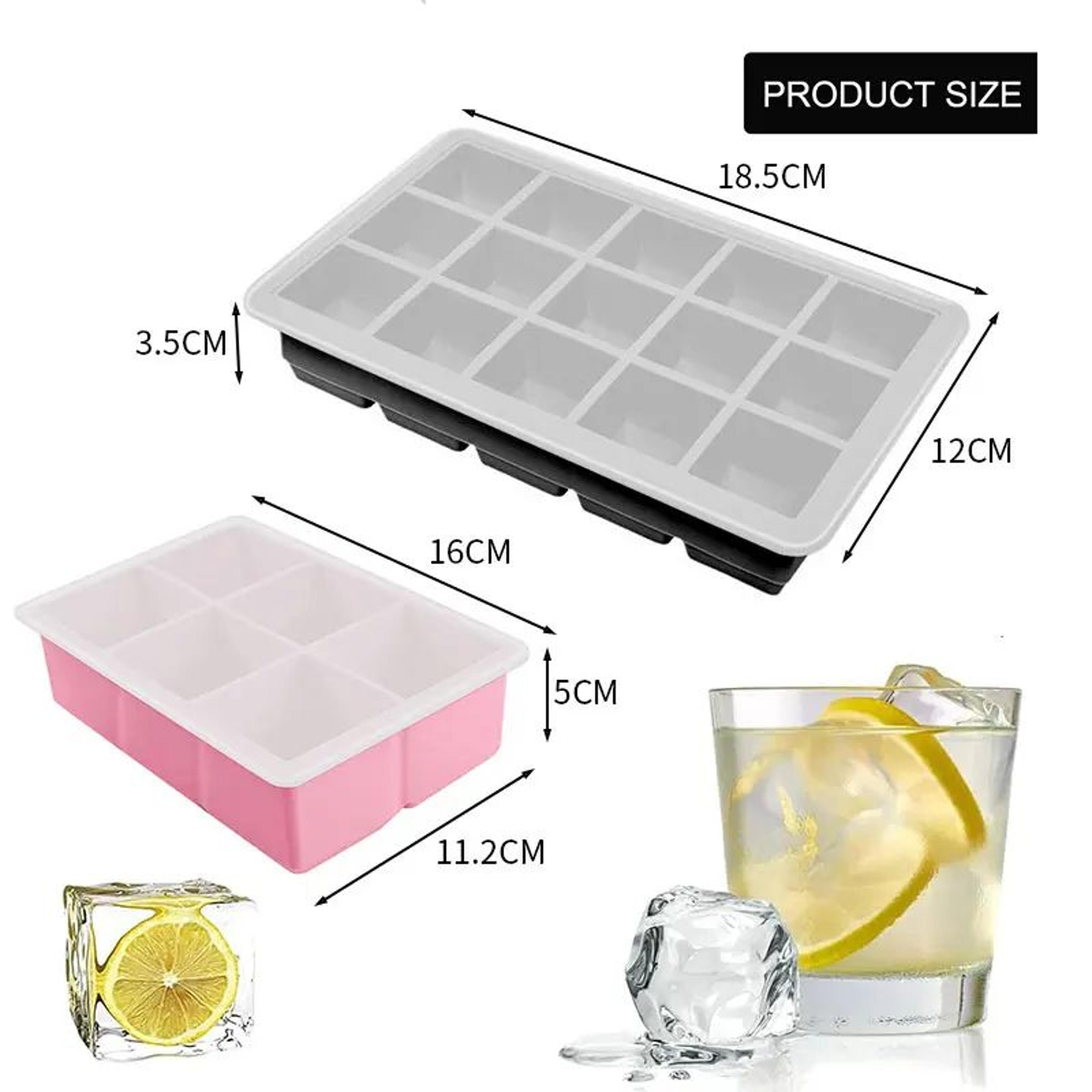 Large Square Silicone Ice Cube Trays With Lid  Stackable Big Ice Mold For Freezer 6 Or 15 Grid 1