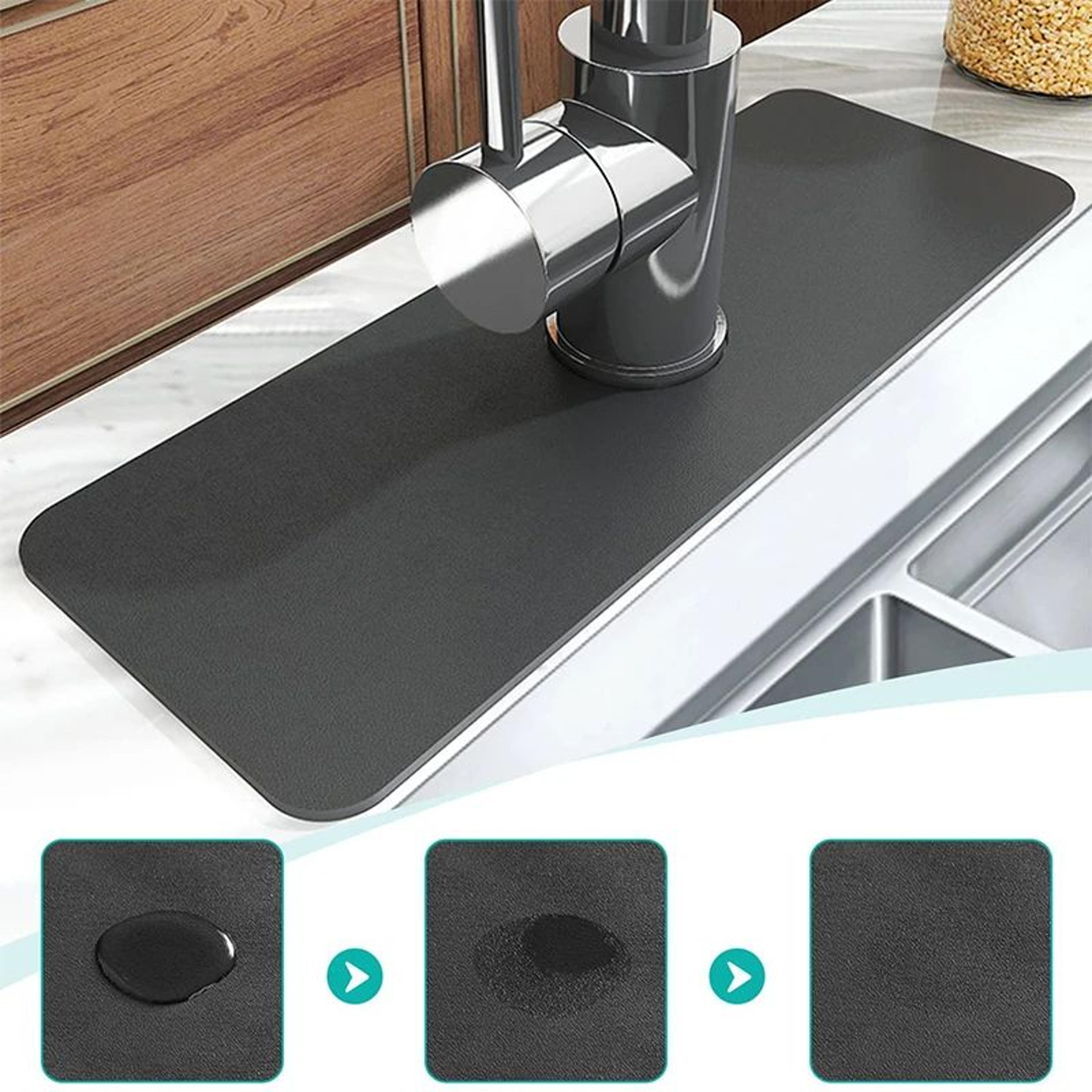 Upgraded Diatomite Sink Splash Guard  Absorbent Faucet Drip Catcher Mat For Kitchen  Bathroom 0