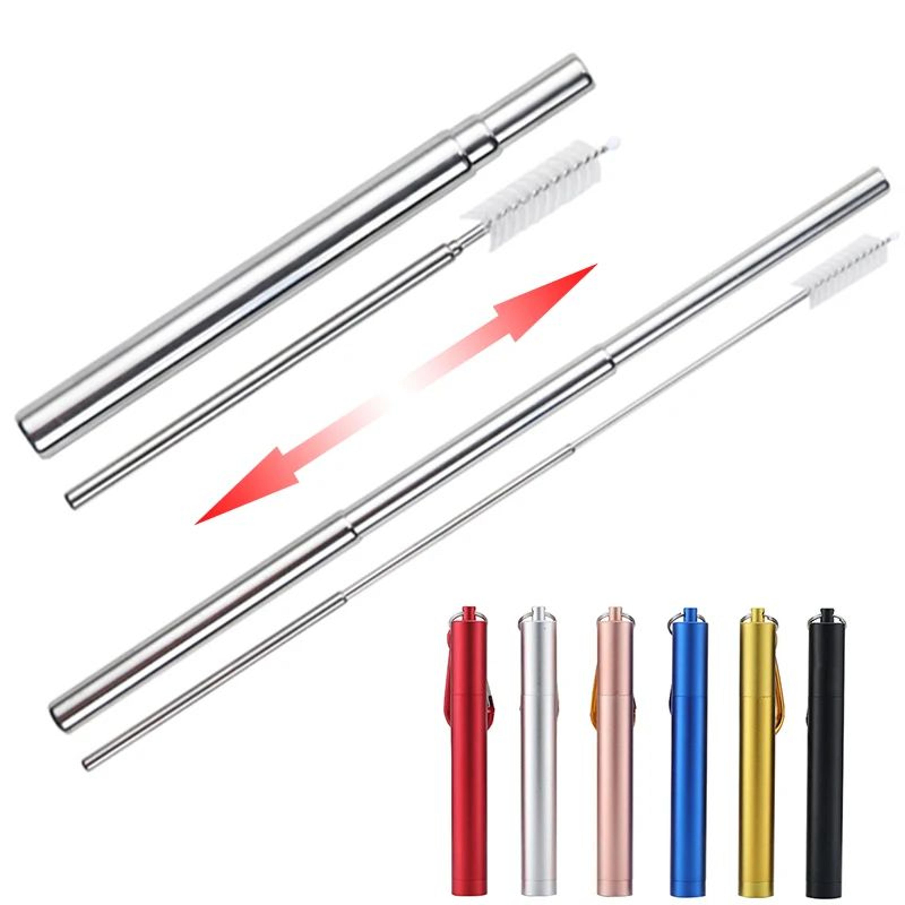 Collapsible Stainless Steel Straw Set  Reusable Telescopic Travel Drinking Straw With Case 1