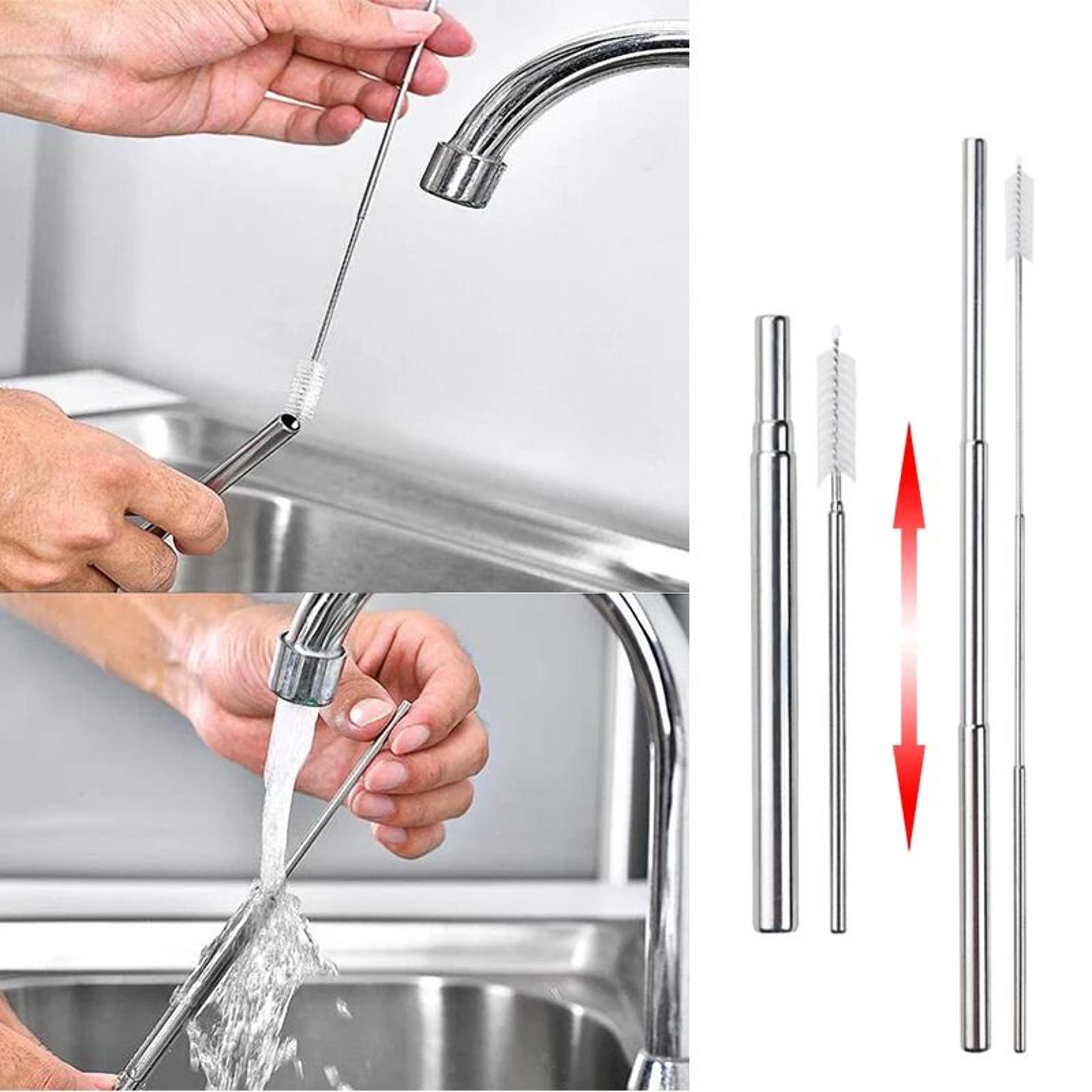 Collapsible Stainless Steel Straw Set  Reusable Telescopic Travel Drinking Straw With Case 2
