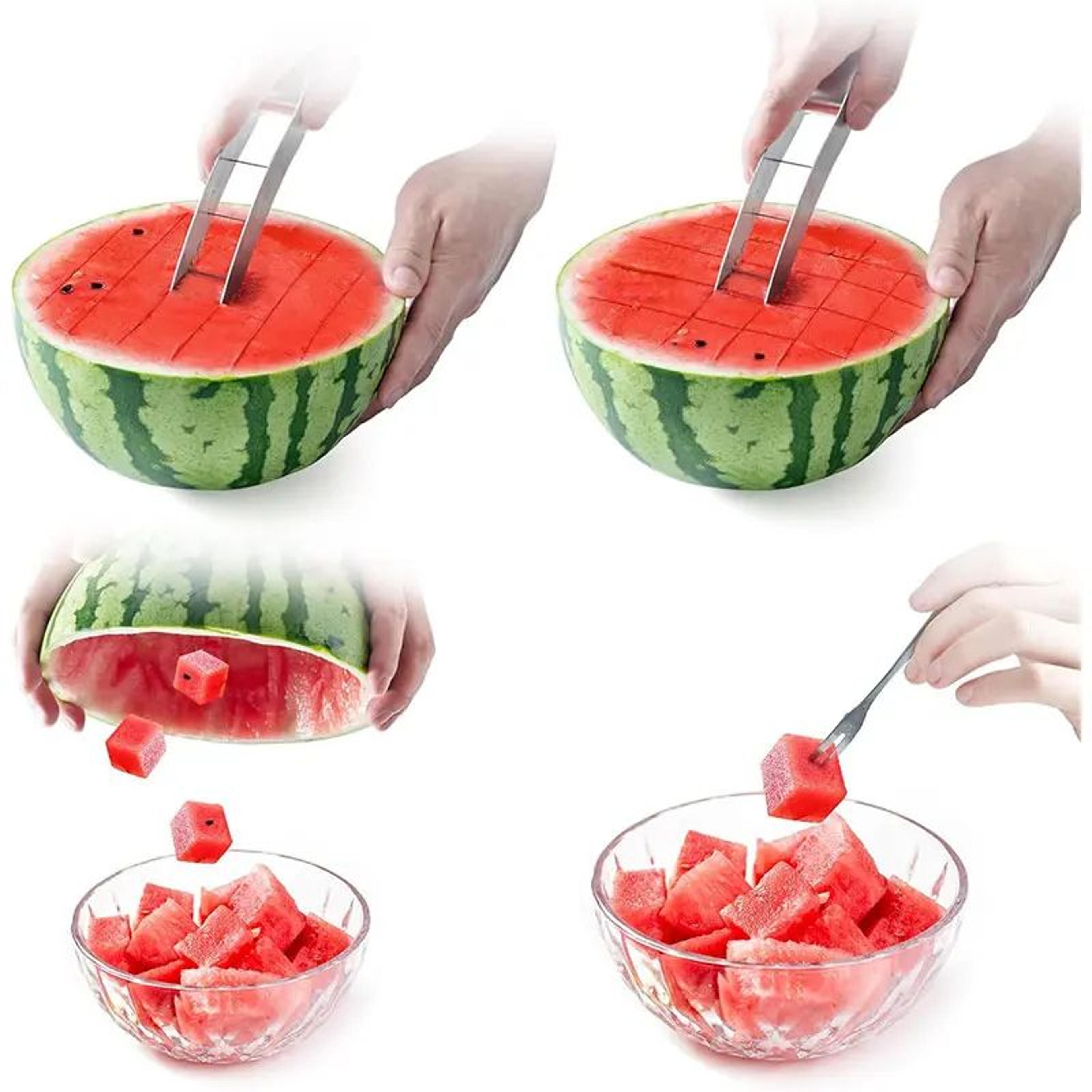 Stainless Steel Watermelon Cutter Slicer  Easy Cube Melon Cutter Tool 2