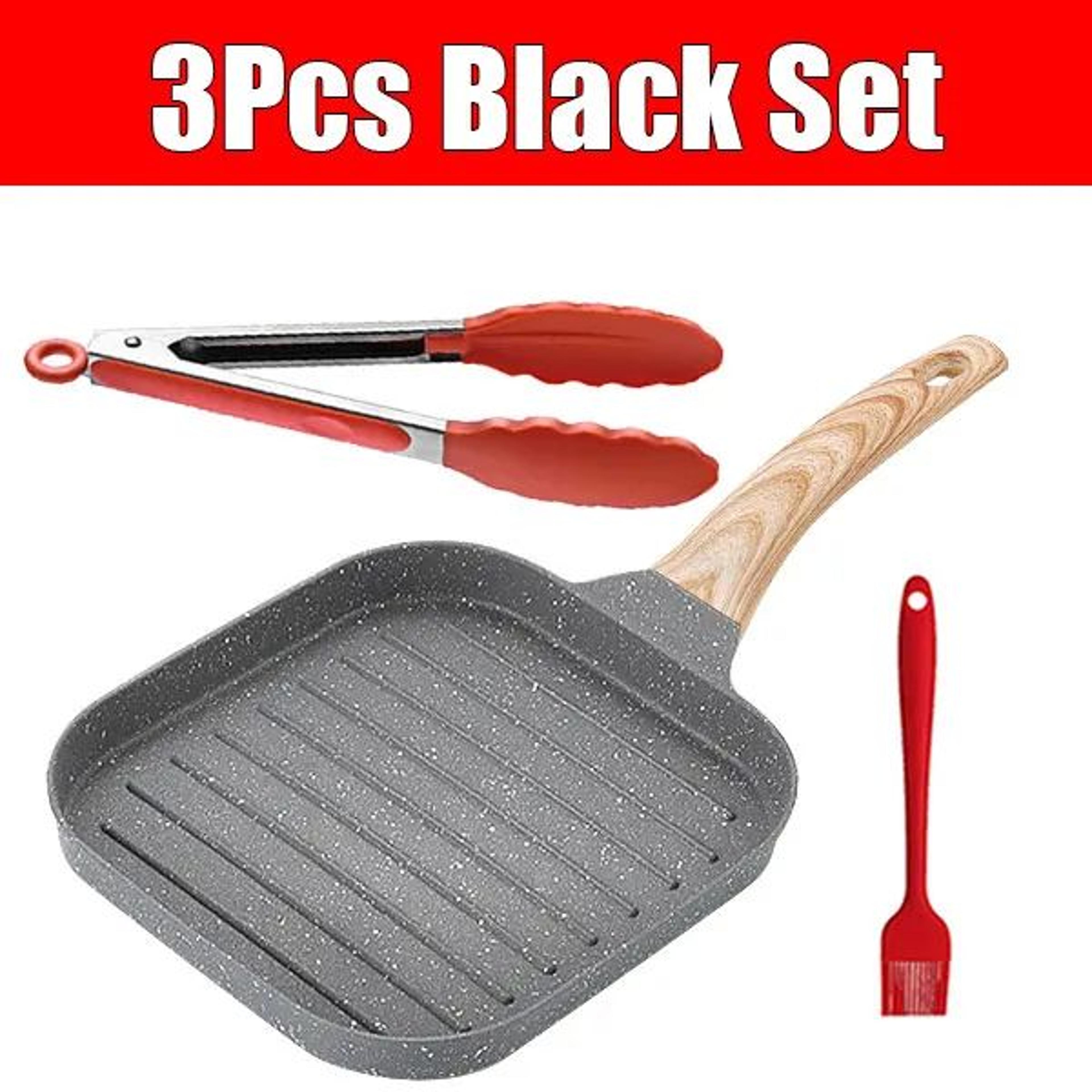 Nonstick Square Grill Pan 19cm  Indoor Steak Grilling Skillet For All Stoves 6
